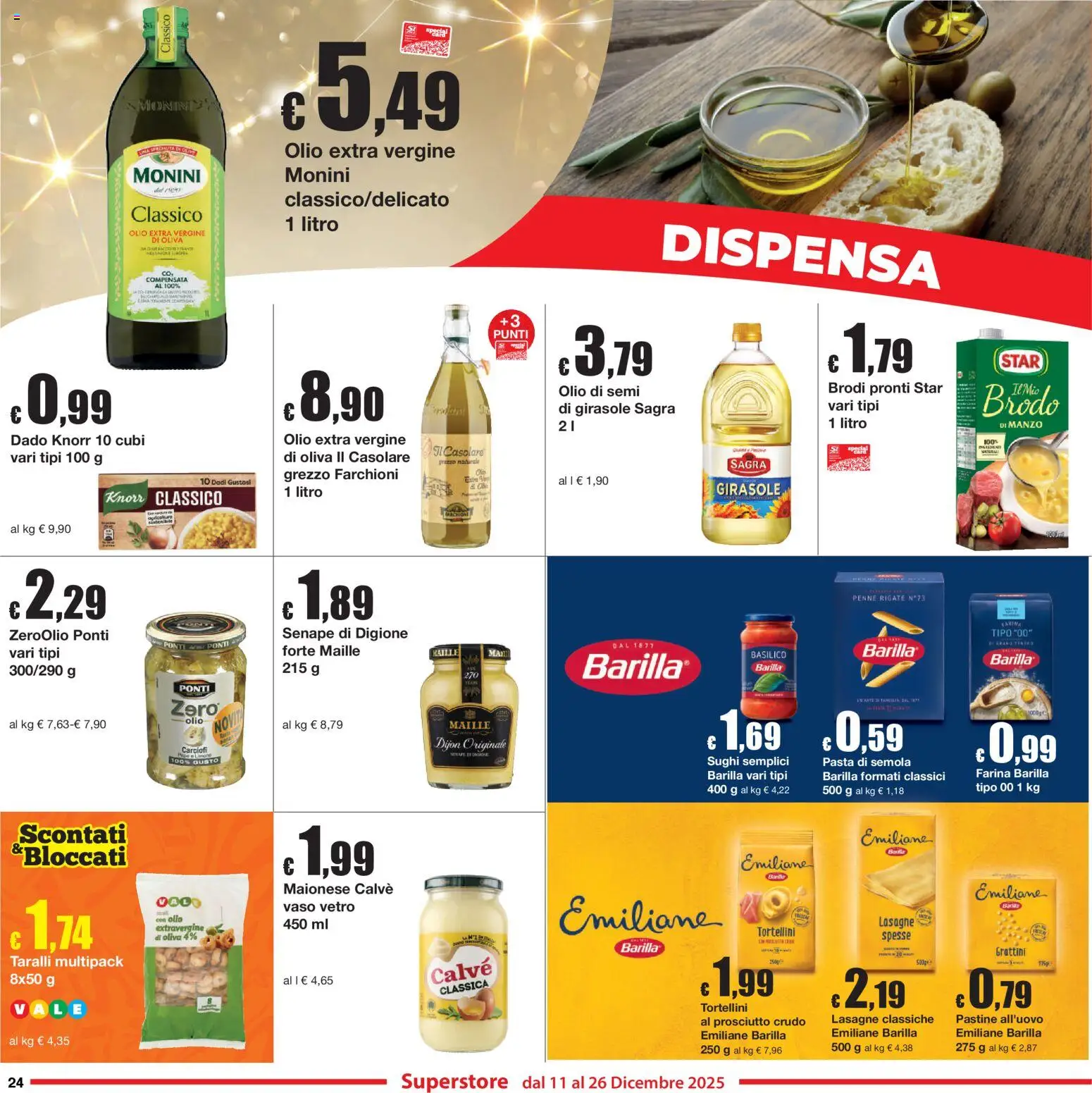 Volantino Sì con Te del 11.12.2025 | Pagina: 24 | Prodotti: Manzo, Farina, Penne, Vaso
