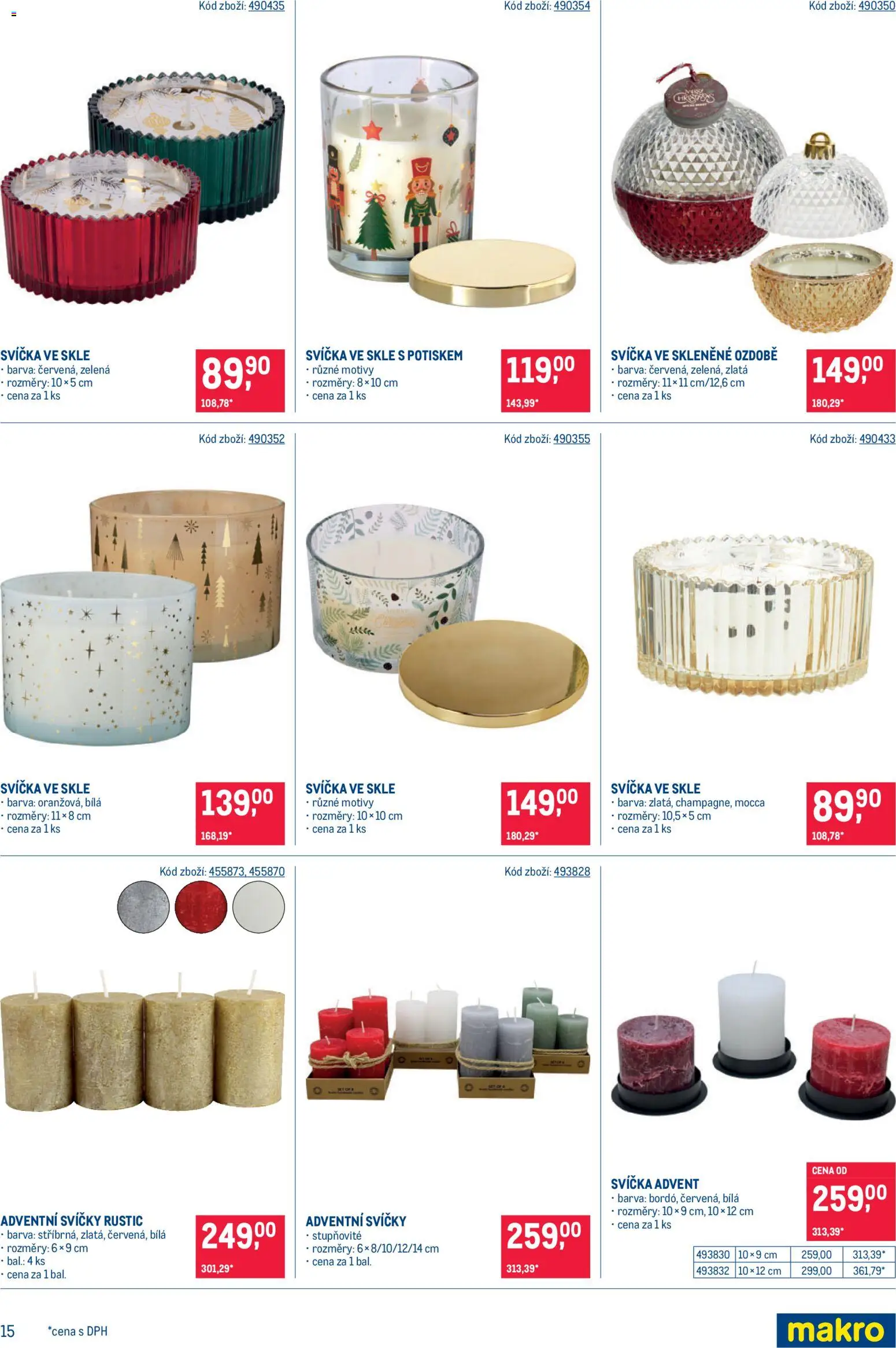 Makro leták - Dekorace od 22.10.2025 | Strana: 15 | Produkty: Adventní svíčky, Svíčka, Svíčky
