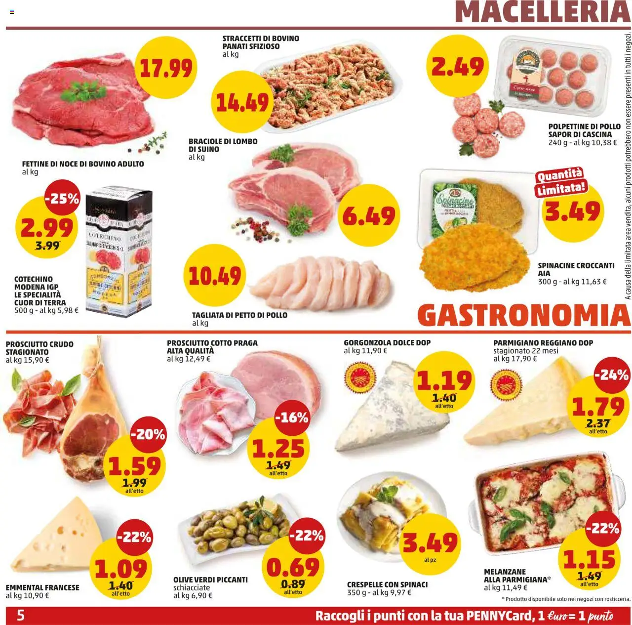 Volantino PENNY del 23.10.2025 | Pagina: 5 | Prodotti: Prosciutto Cotto, Prosciutto, Melanzane, Gorgonzola