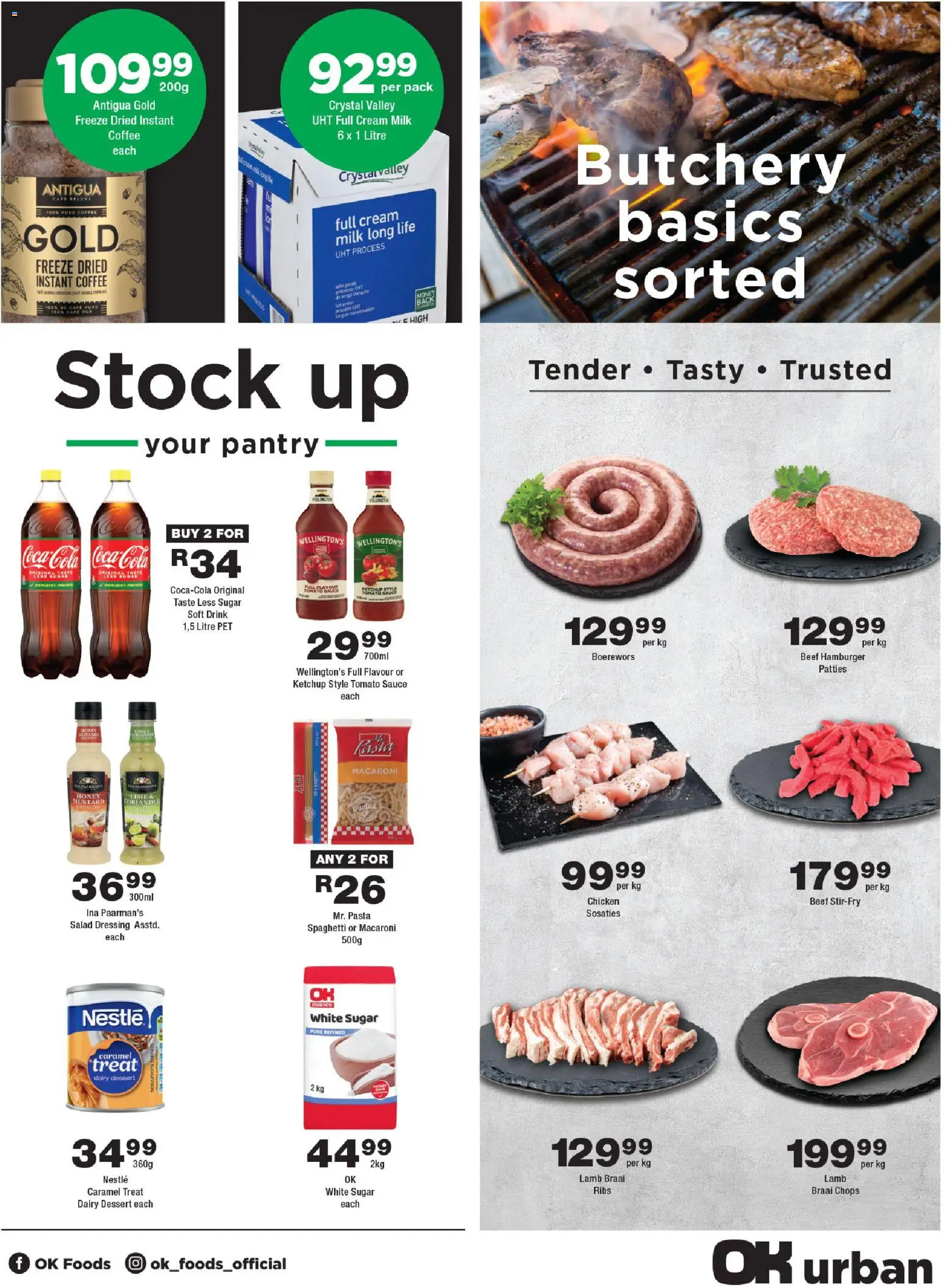 New OK Foods catalogue – valid from 10.12.2025 | Page: 3 | Products: Boerewors, Chicken, Pasta, Salad