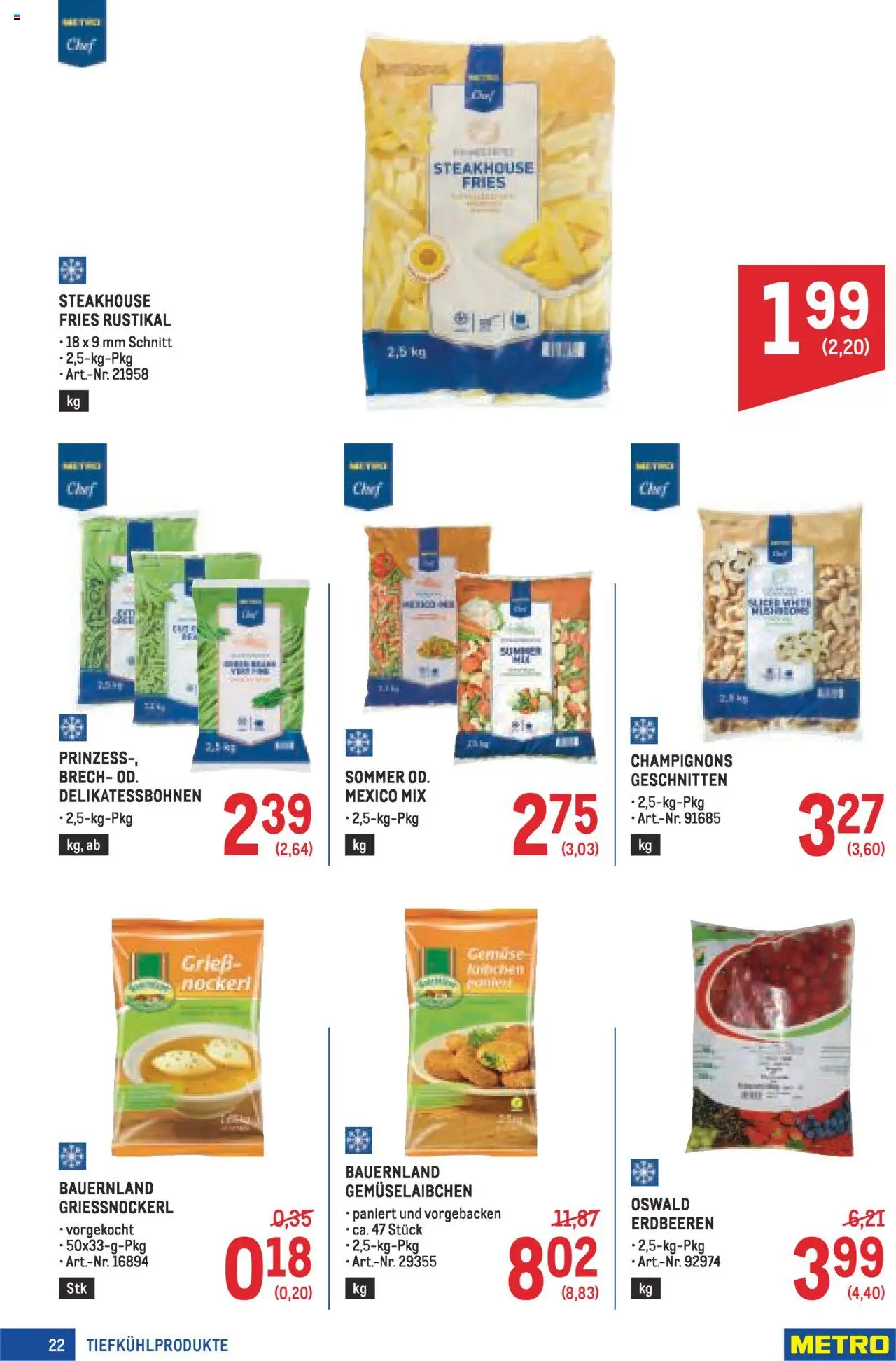 Metro Angebote Profi gültig ab 21.08.2025 | Seite: 22 | Produkte: Erdbeeren, Gemüse