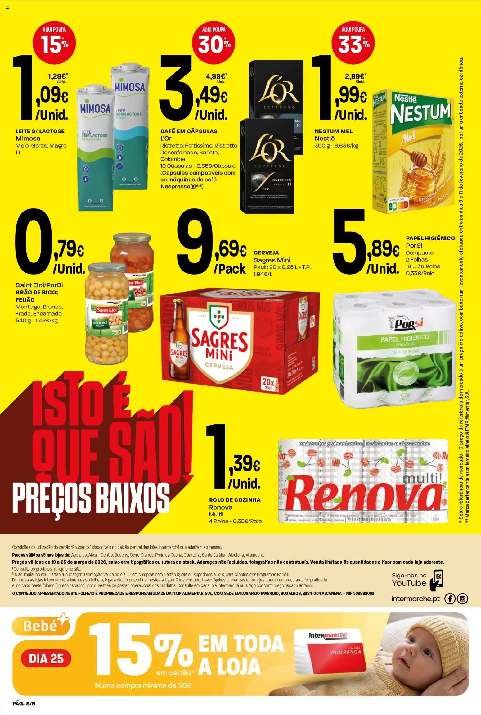 Intermarché Folheto Mini │ válido de 19.03.2026 | Página: 8 | Produtos: Papel higiénico, Café, Cerveja, Mel