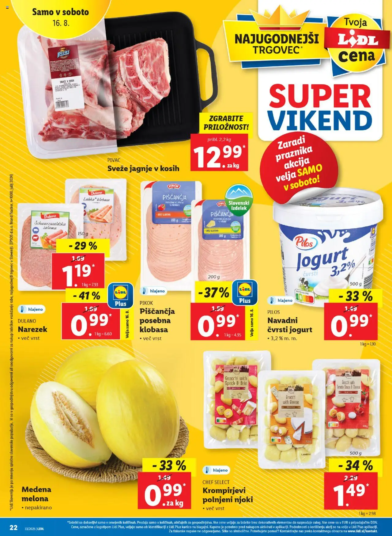 Lidl - Ljubljana │ velja od 14.08.2025 | Stran: 42 | Izdelki: Melona, Narezek, Jogurt, Njoki