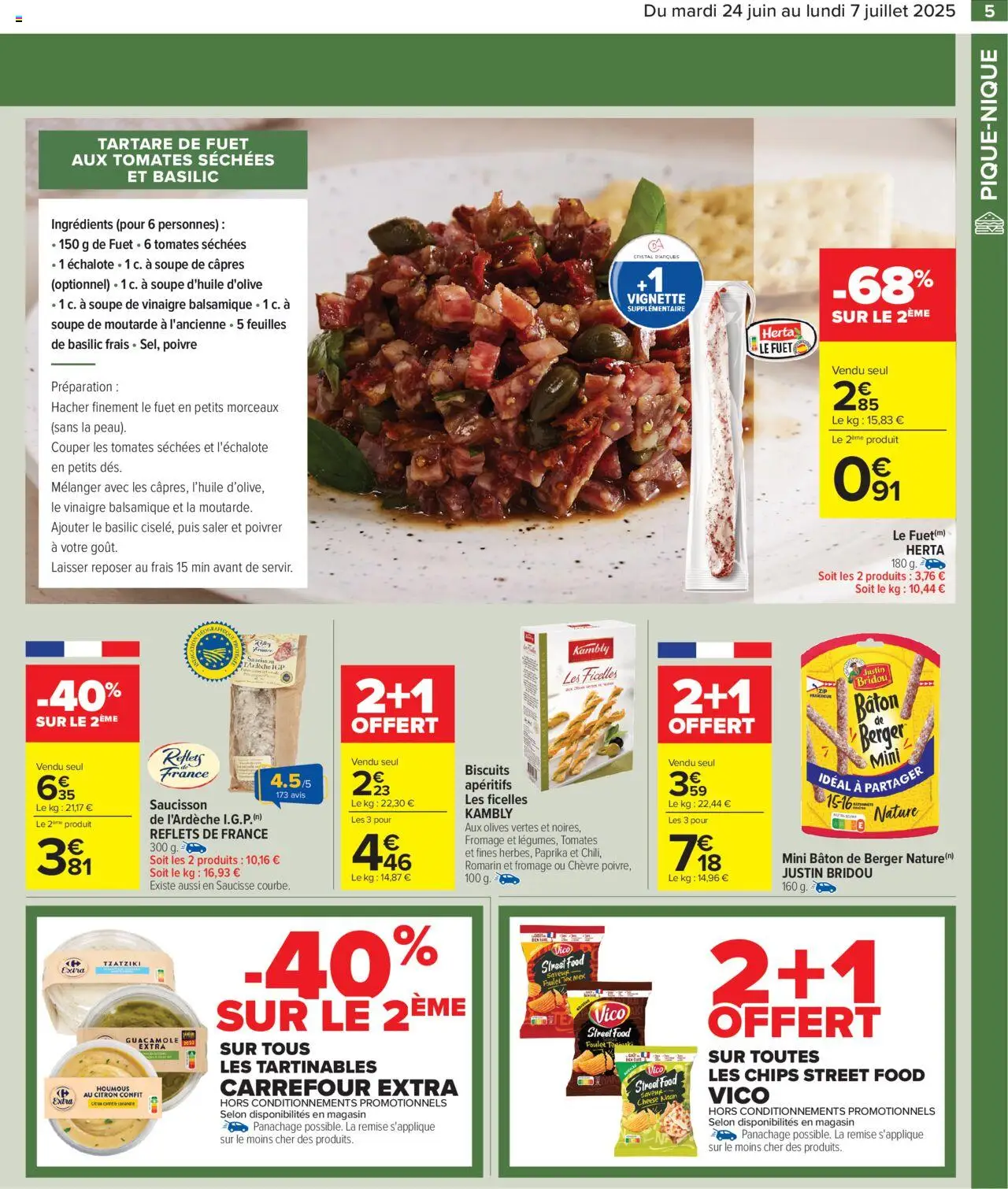  | Page: 7 | Produits: Tomates séchées, Guacamole, Moutarde, Saucisse