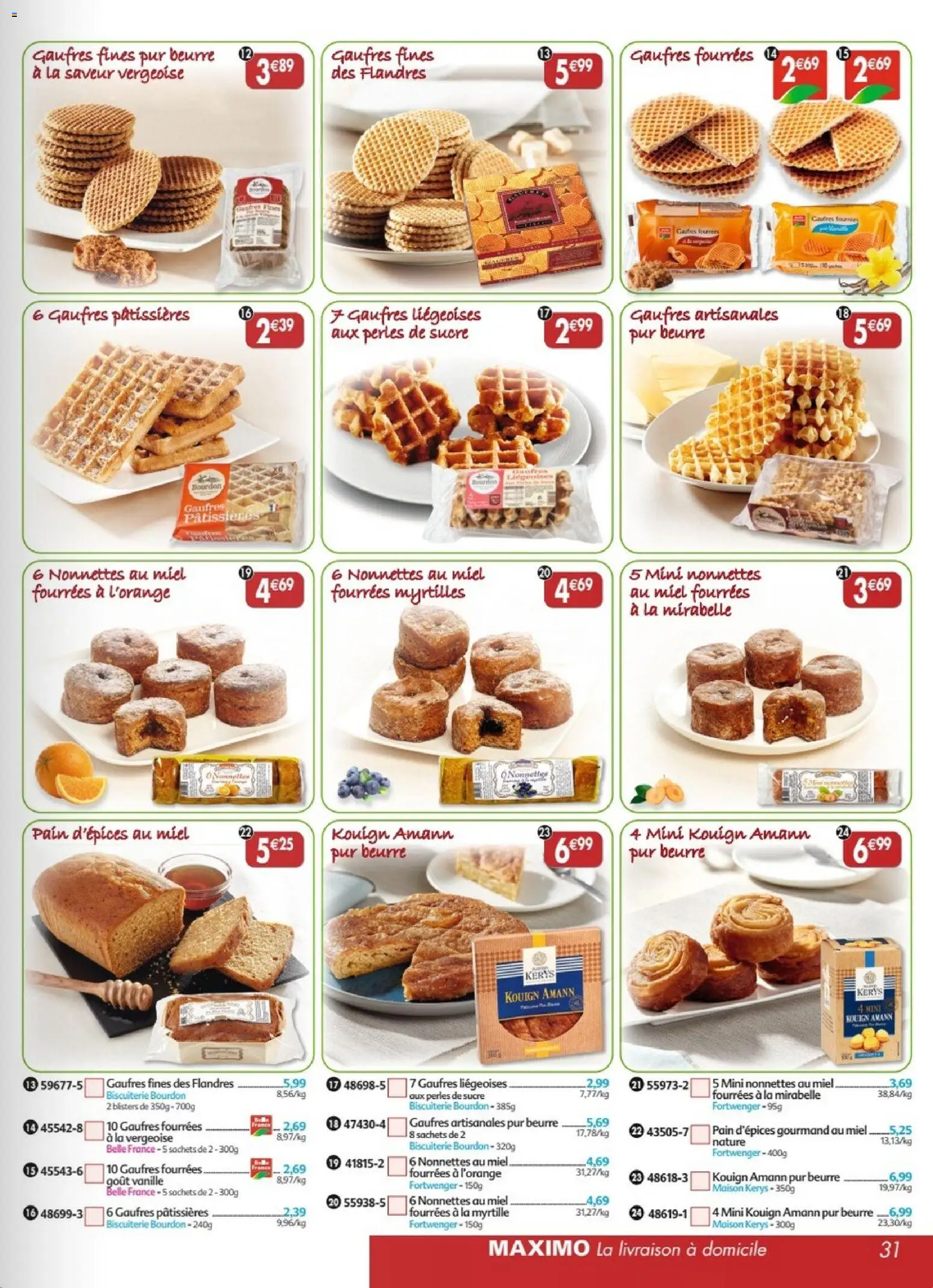 {H1} | Page: 31 | Produits: Sucre, Myrtilles, Beurre, Gaufres