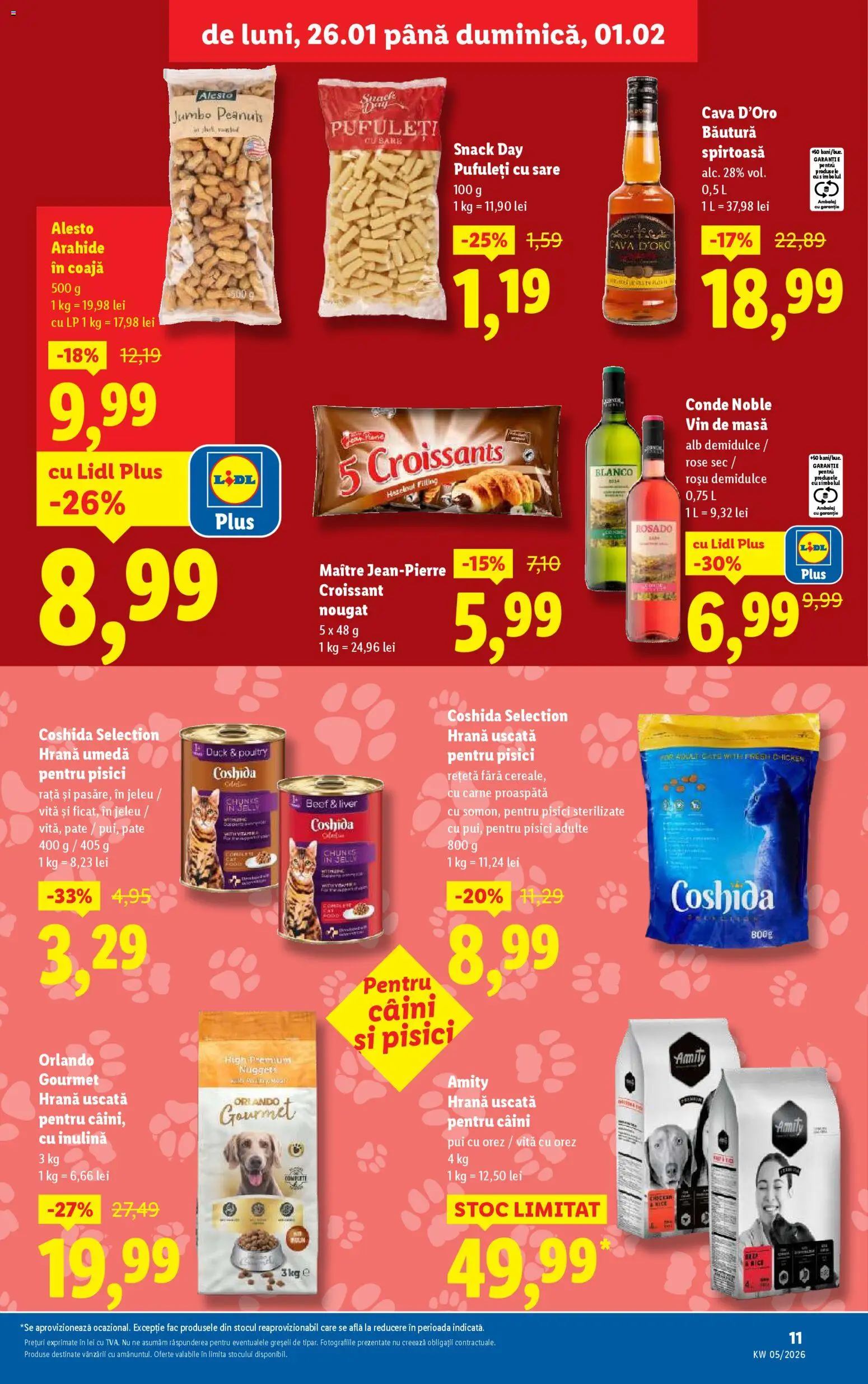 Noul catalog Lidl – valabil de la 26.01.2026 | Pagină: 11 | Produse: Hacıyatmaz Kedi Oyuncağı, Rață, Vin, Orez