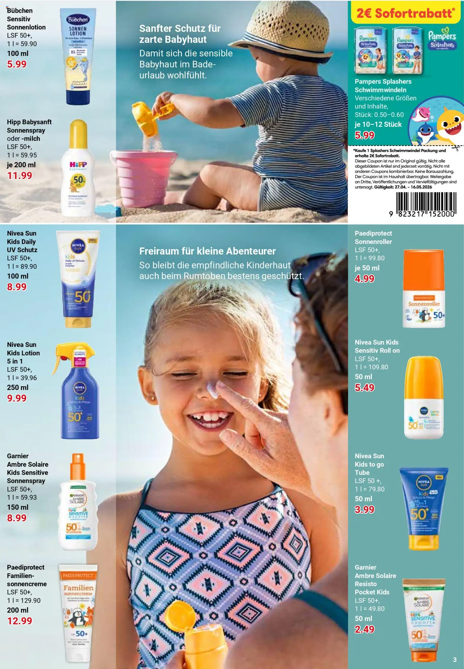 Globus Prospekt 	 – gültig ab 27.04.2026 | Seite: 27 | Produkte: Milch, Pampers, Sonnencreme, Sonnenlotion