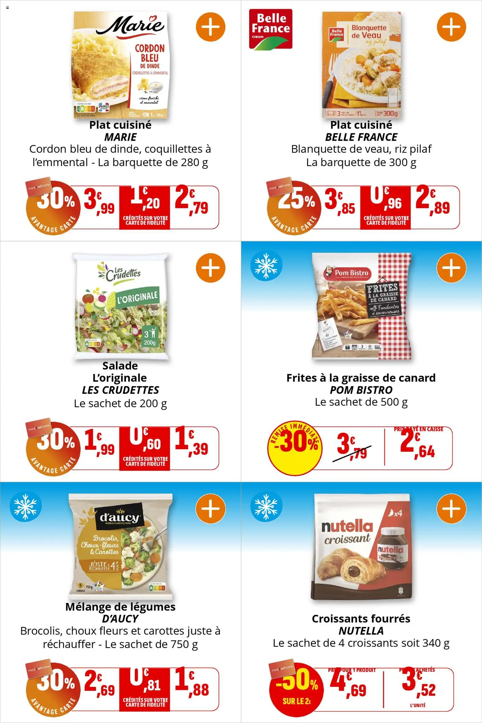 {H1} | Page: 14 | Produits: Salade, Carottes, Nutella, Coquillettes