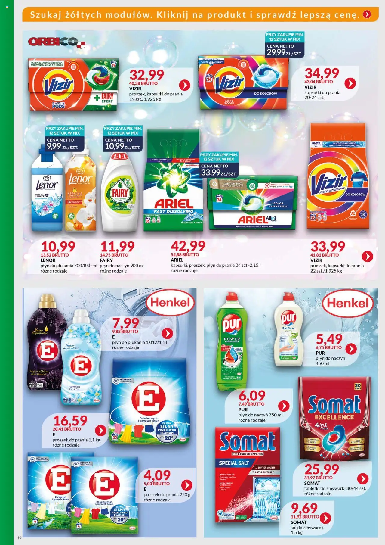 Eurocash Gazetka - Katalog Artykułów Chemicznych od 01.08.2025 | Strona: 19 | Produkty: Sól do zmywarek, Ariel, Kapsułki do prania, Sól