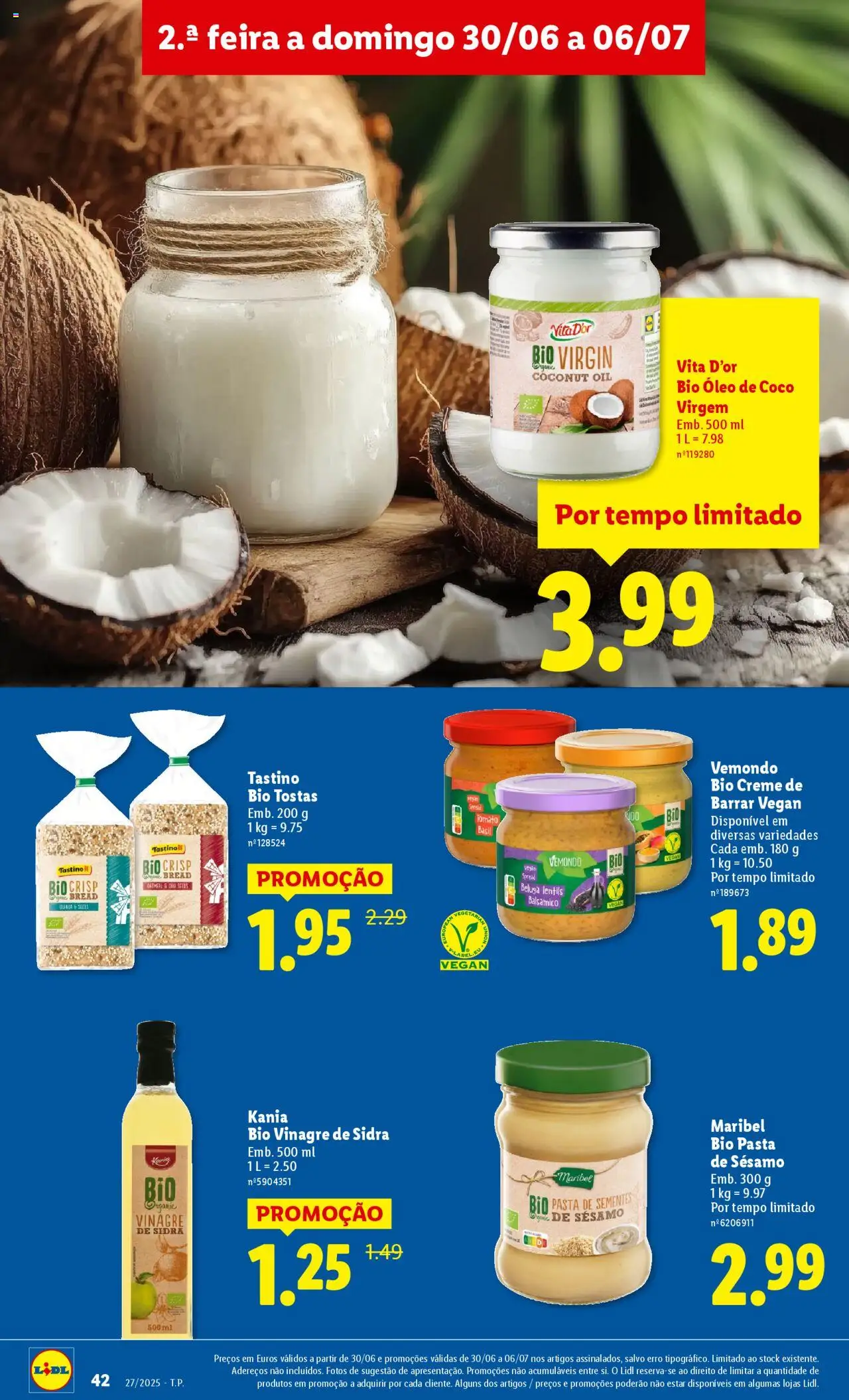 Lidl folheto │ válido de 30.06.2025 | Página: 42 | Produtos: Vinagre, Tostas, Óleo, Creme