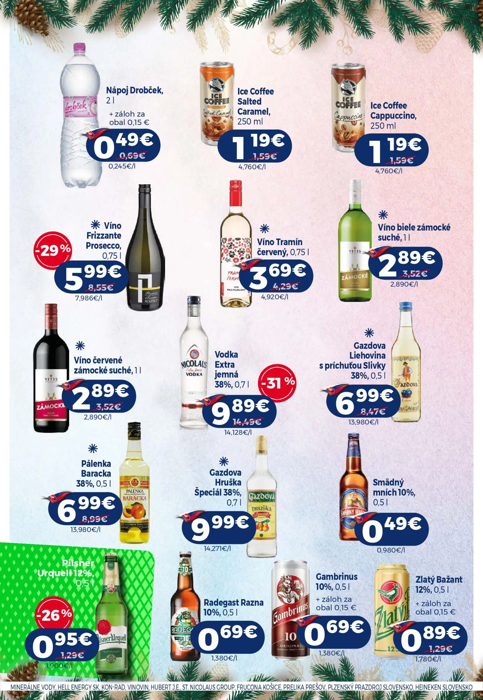 Nové Milk Agro akcie – leták je platný od 03.12.2025 | Strana: 14 | Produkty: Pilsner Urquell, Zlatý Bažant, Vodka, Slivky