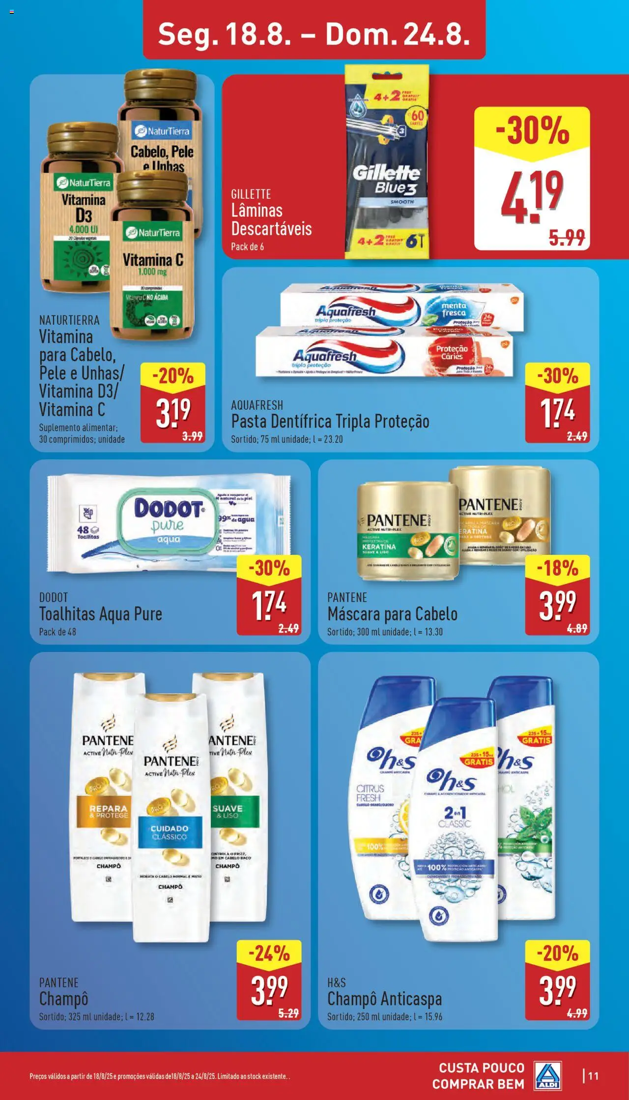 Aldi folheto │ válido de 18.08.2025 | Página: 11 | Produtos: Agua, Vitamina c