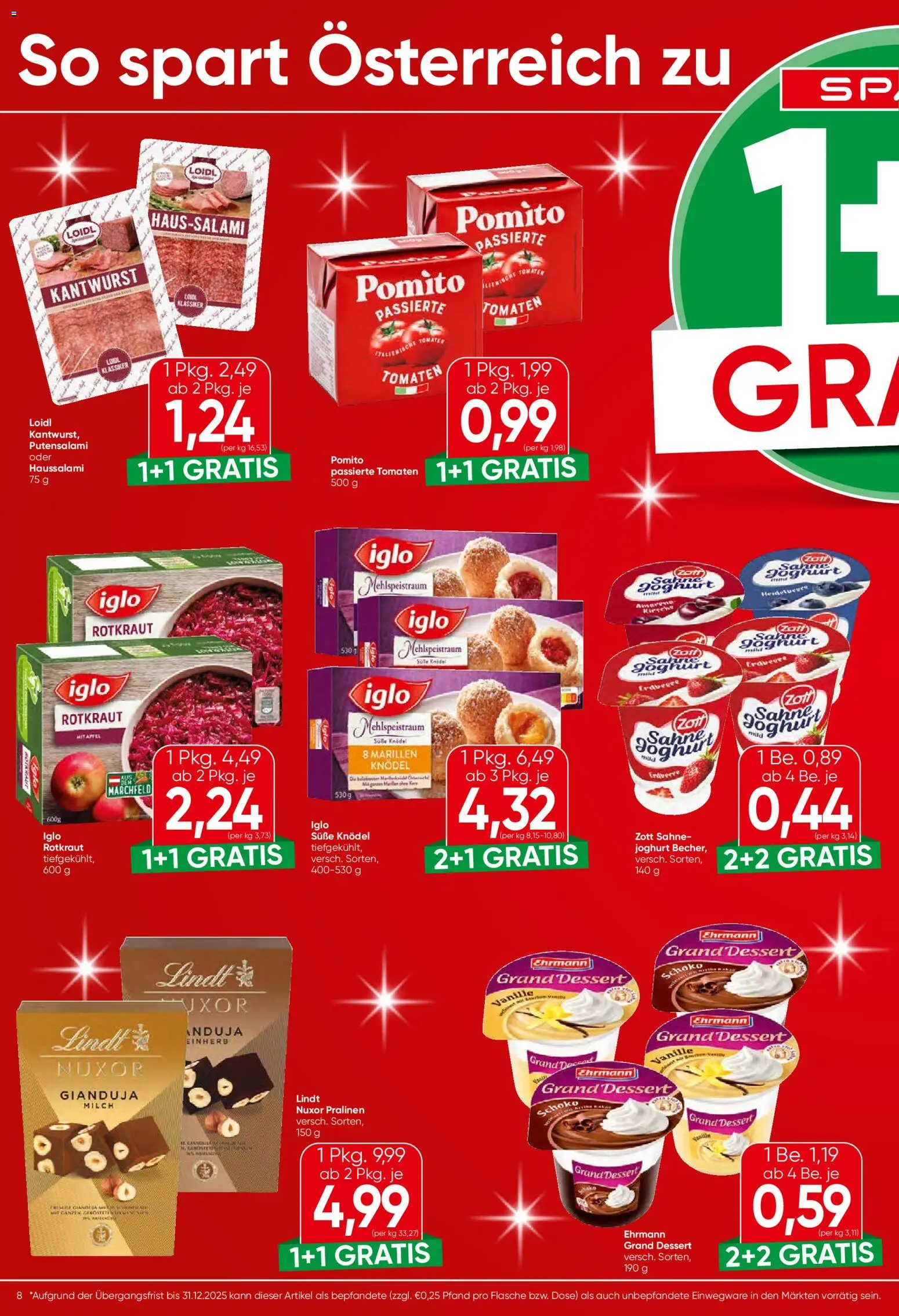 Spar Flugblatt - Burgenland gültig ab 18.12.2025 | Seite: 8 | Produkte: Sahne, Milch, Joghurt, Tomaten