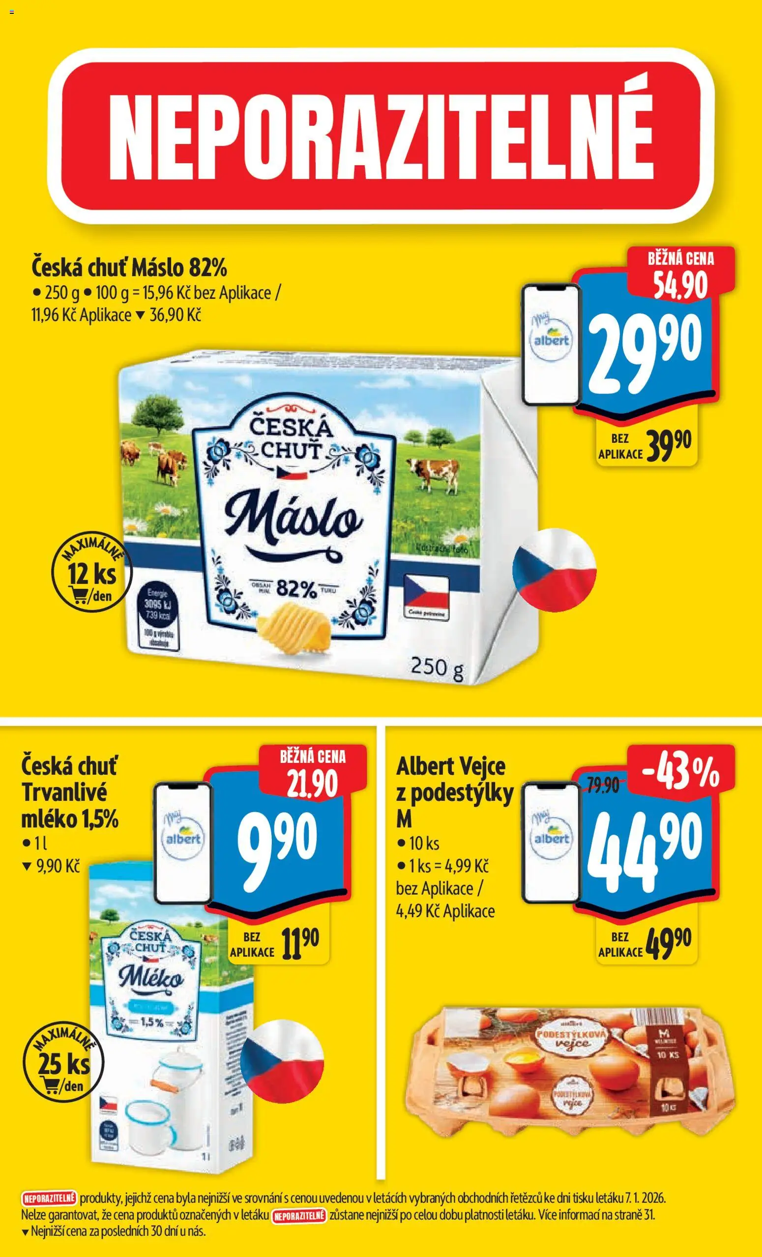 Albert leták - Hypermarket od 14.01.2026 | Strana: 3 | Produkty: Mléko, Máslo, Vejce