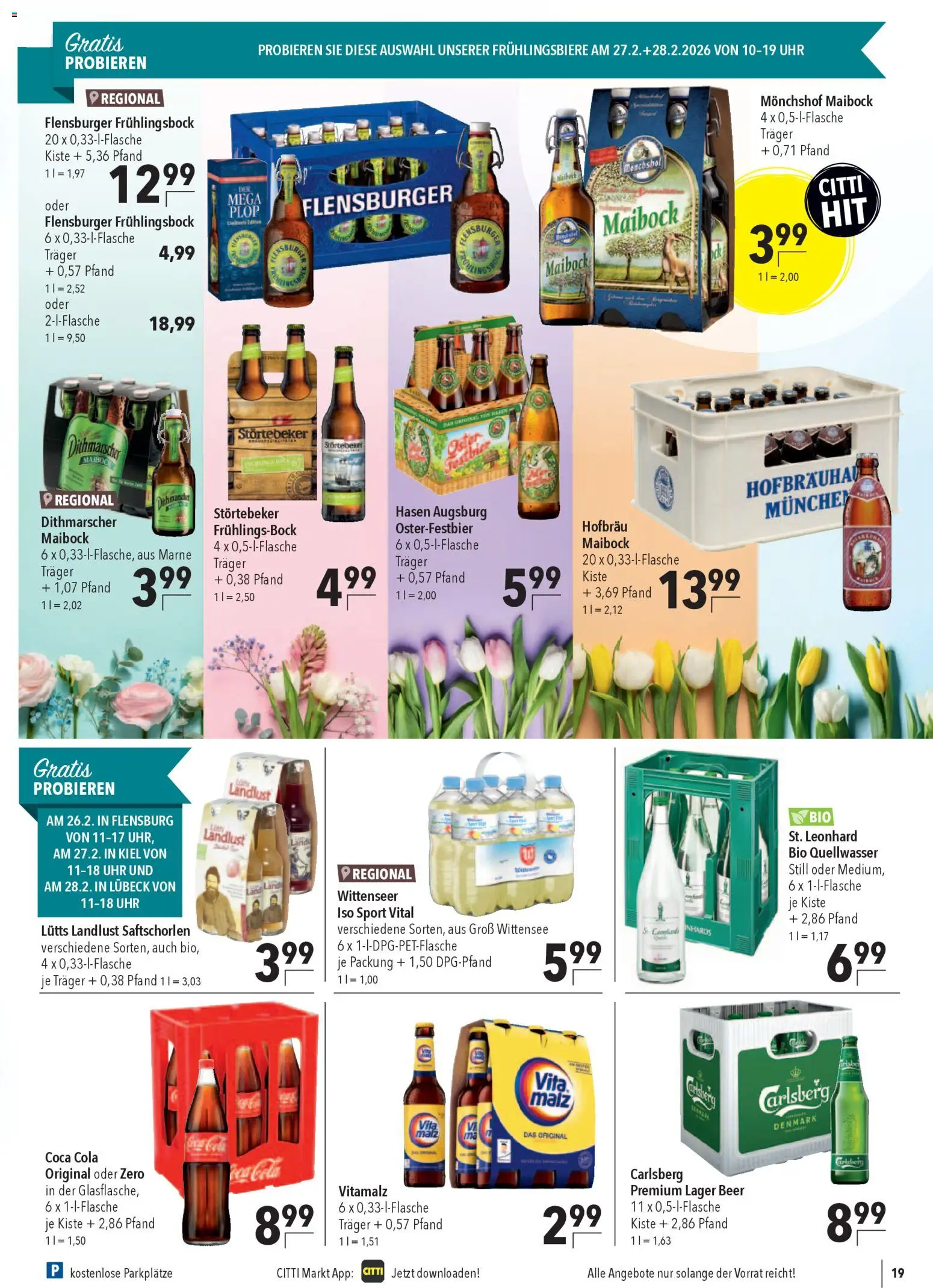 CITTI Markt Prospekt 	 – gültig ab 25.02.2026 | Seite: 19 | Produkte: Monchshof, Coca cola, Carlsberg, Cola