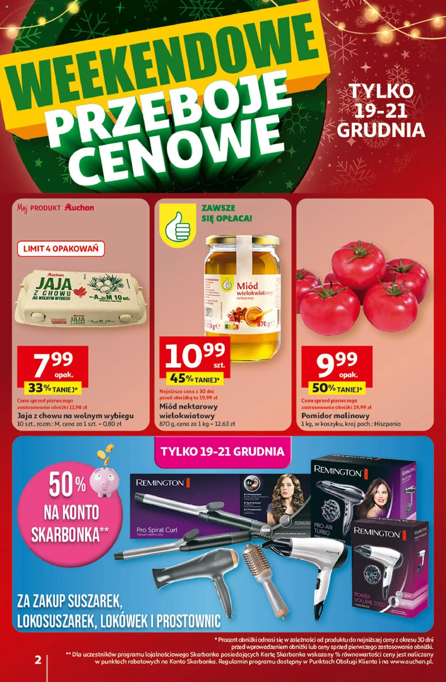 Auchan Gazetka - Święta jak babcię kocham Hipermarket od 18.12.2025 | Strona: 2 | Produkty: Pomidor malinowy, Miód, Jaja
