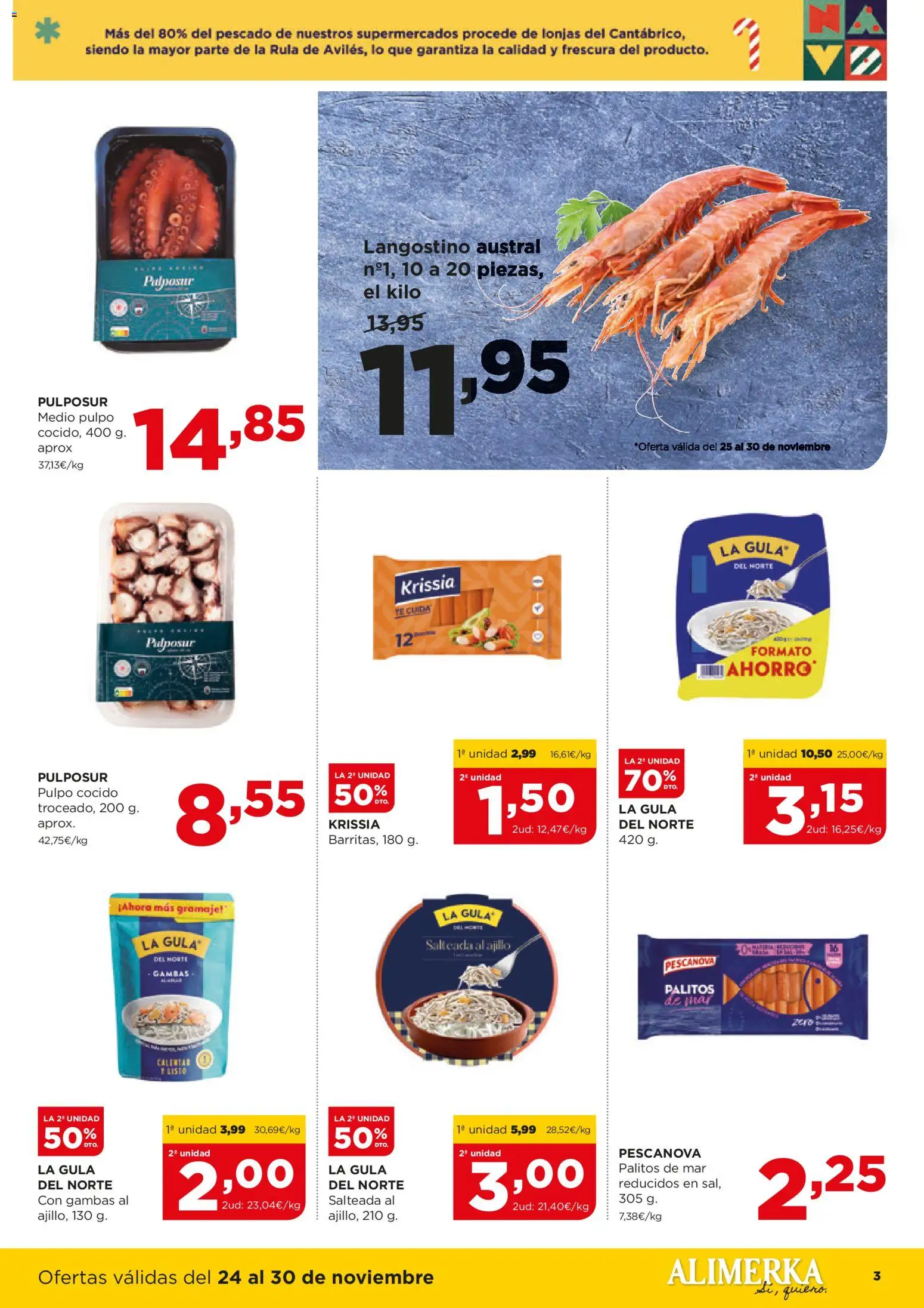 Alimerka - Black Friday │ válido desde el 24.11.2025 | Página: 3 | Productos: Pescado, Té, Langostino