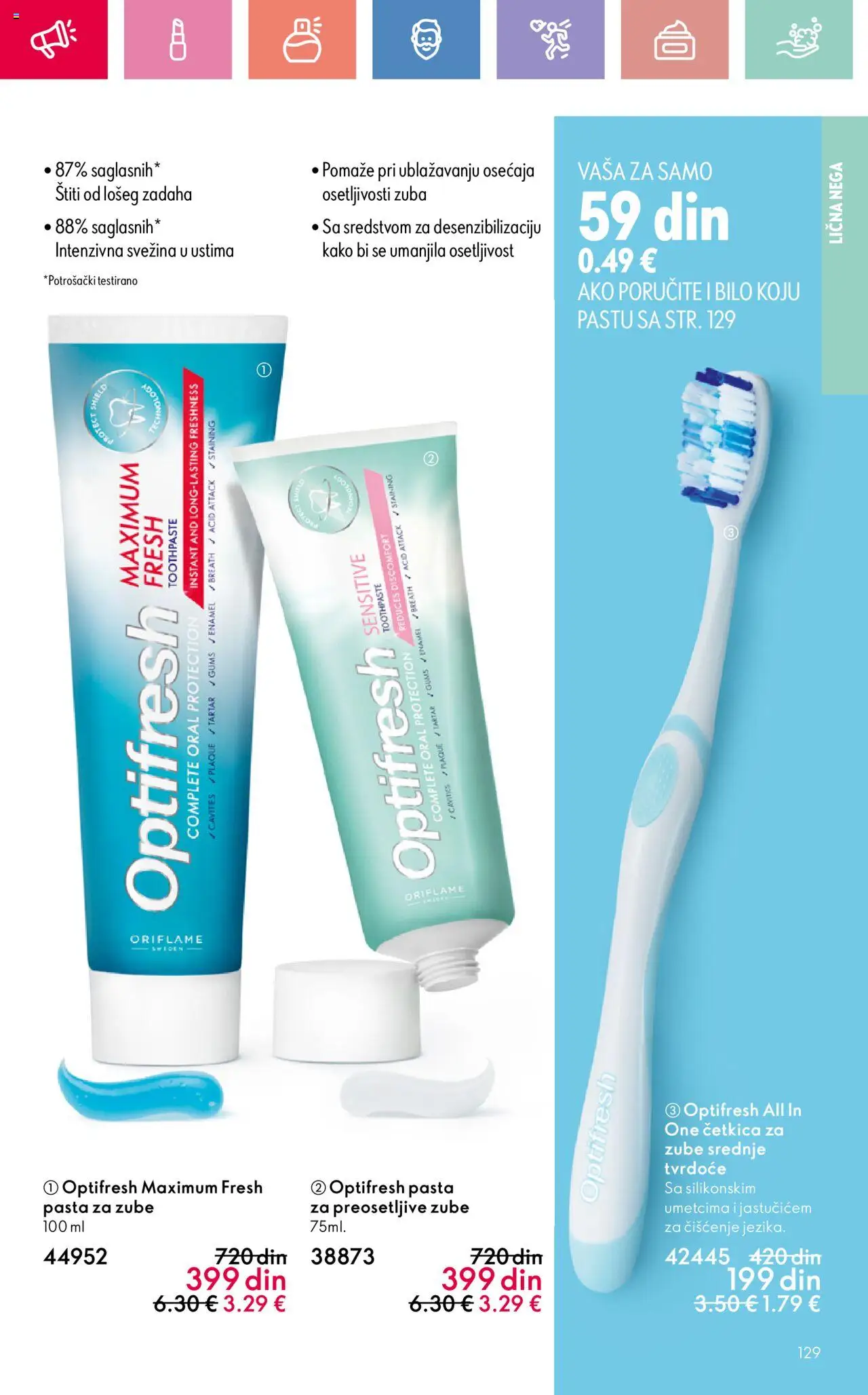 Oriflame katalog - važi od 03.08.2025 | Strana: 129 | Proizvode: Pasta za zube, Četkica za zube