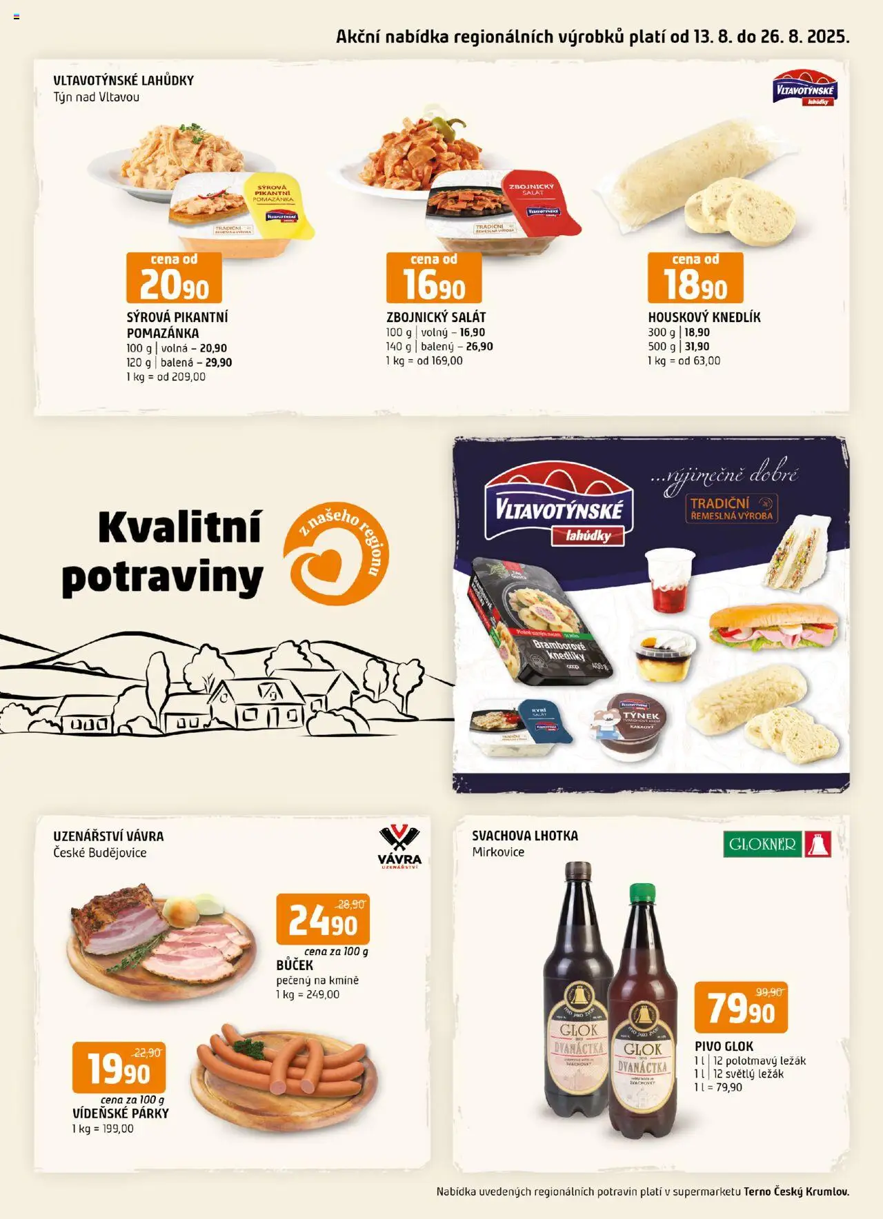 Terno leták - Český Krumlov od 13.08.2025 | Strana: 16 | Produkty: Vídeňské párky, Bůček, Pomazánka, Potraviny