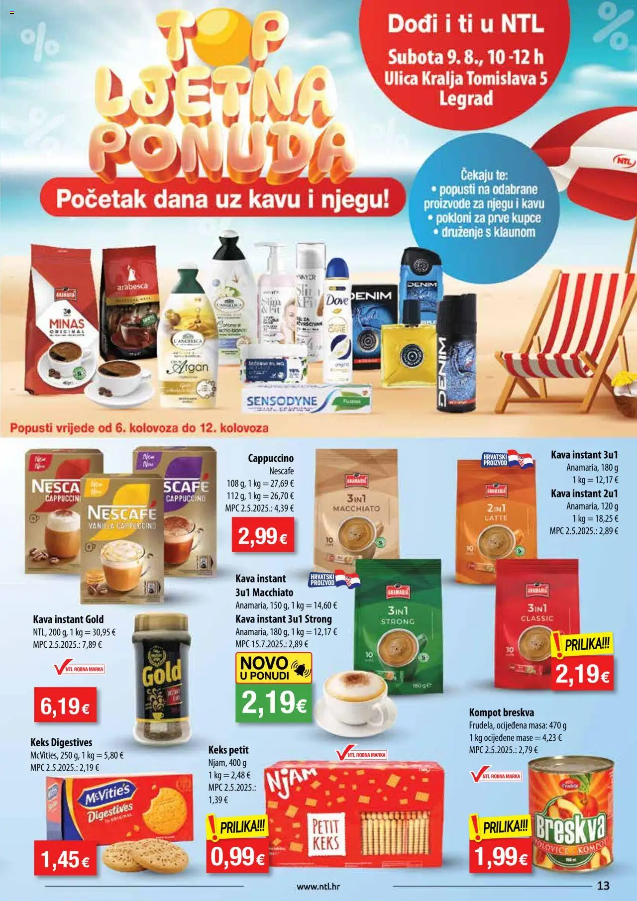 NTL katalog | vrijedi od 06.08.2025 | Stranica: 13 | Proizvodi: Kava instant, Kava, Keks, Breskva