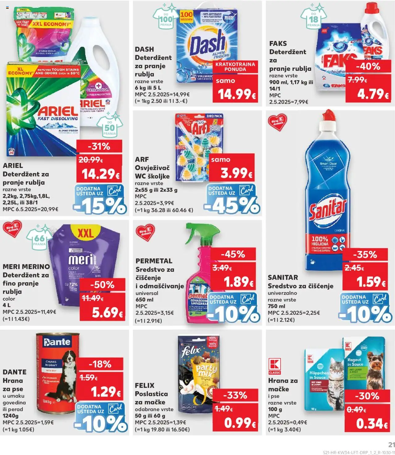 Kaufland katalog | vrijedi od 20.08.2025 | Stranica: 21 | Proizvodi: Govedina, Osvježivač wc školjke, Dash, Ariel