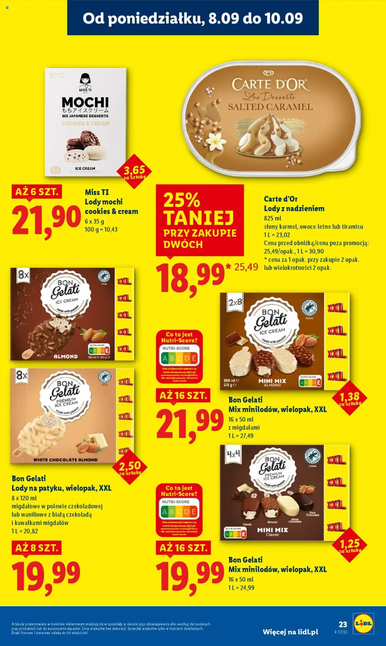 Lidl Gazetka od 08.09.2025 | Strona: 25 | Produkty: Tiramisu, Czekolada, Lody, Owoce