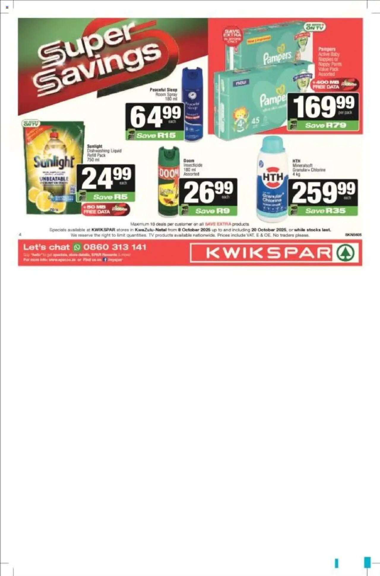 New KWIKSPAR catalogue – valid from 08.10.2025 | Page: 4 | Products: Data, Room spray, TV
