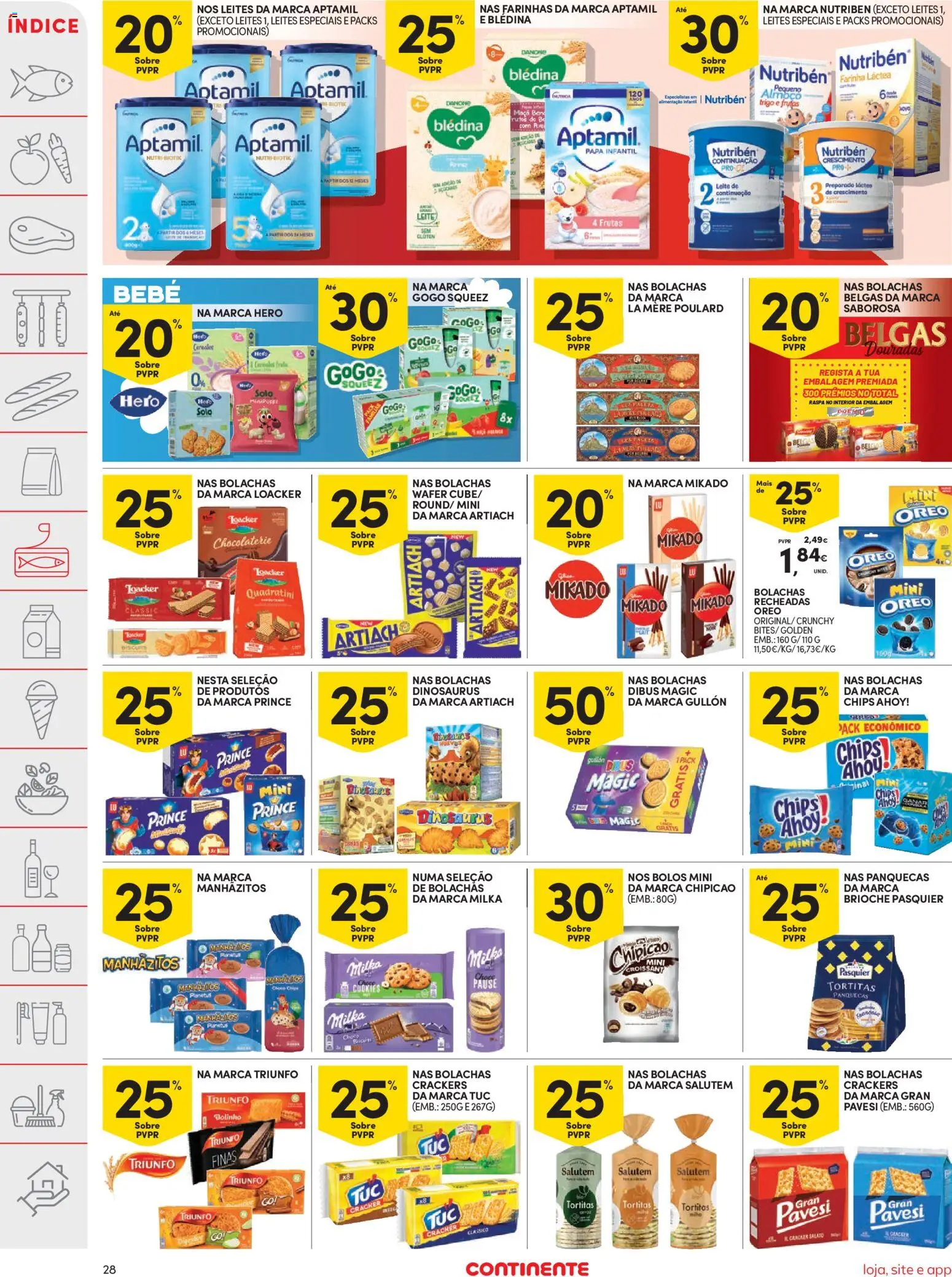Continente folheto │ válido de 03.02.2026 | Página: 28 | Produtos: Bolachas, Manhãzitos, Leite, Maça
