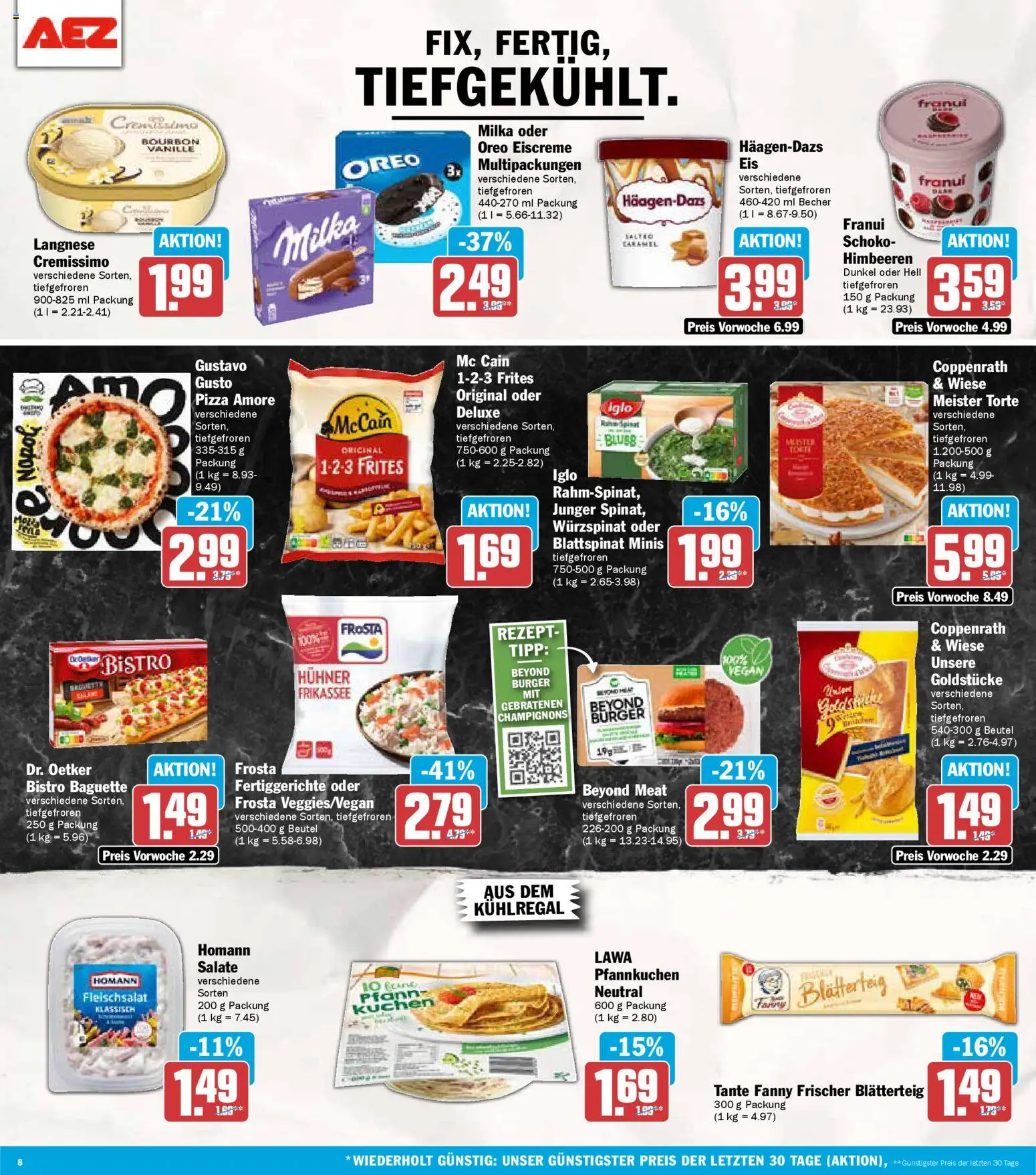 AEZ Prospekt 	 – gültig ab 05.01.2026 | Seite: 8 | Produkte: Himbeeren, Burger, McCain, Frosta