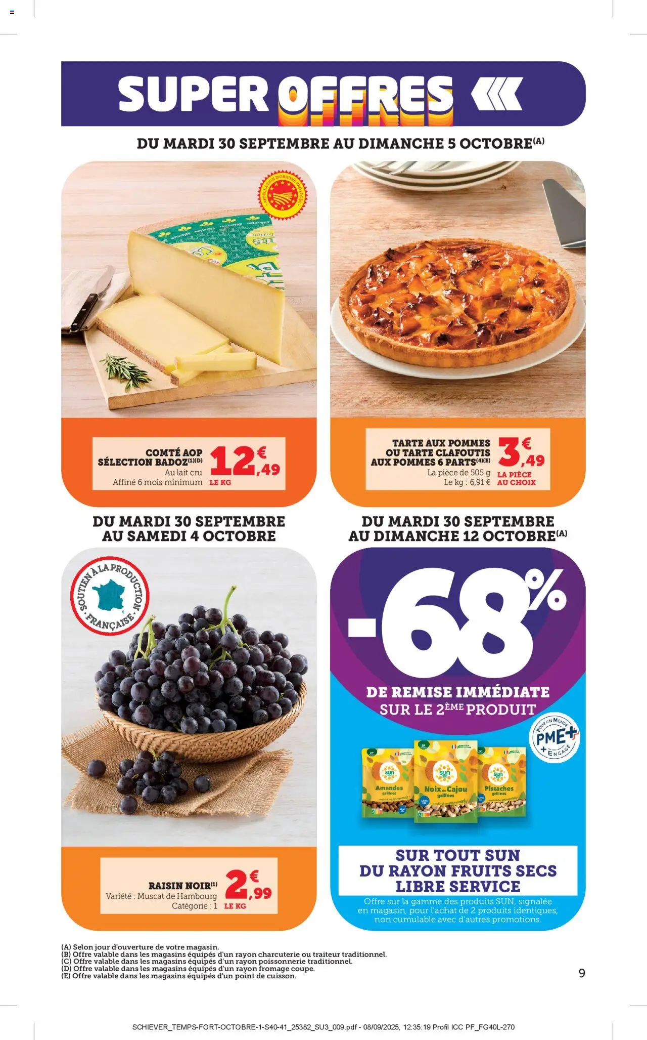 {H1} | Page: 9 | Produits: Raisin, Lait, Tarte aux pommes, Noix