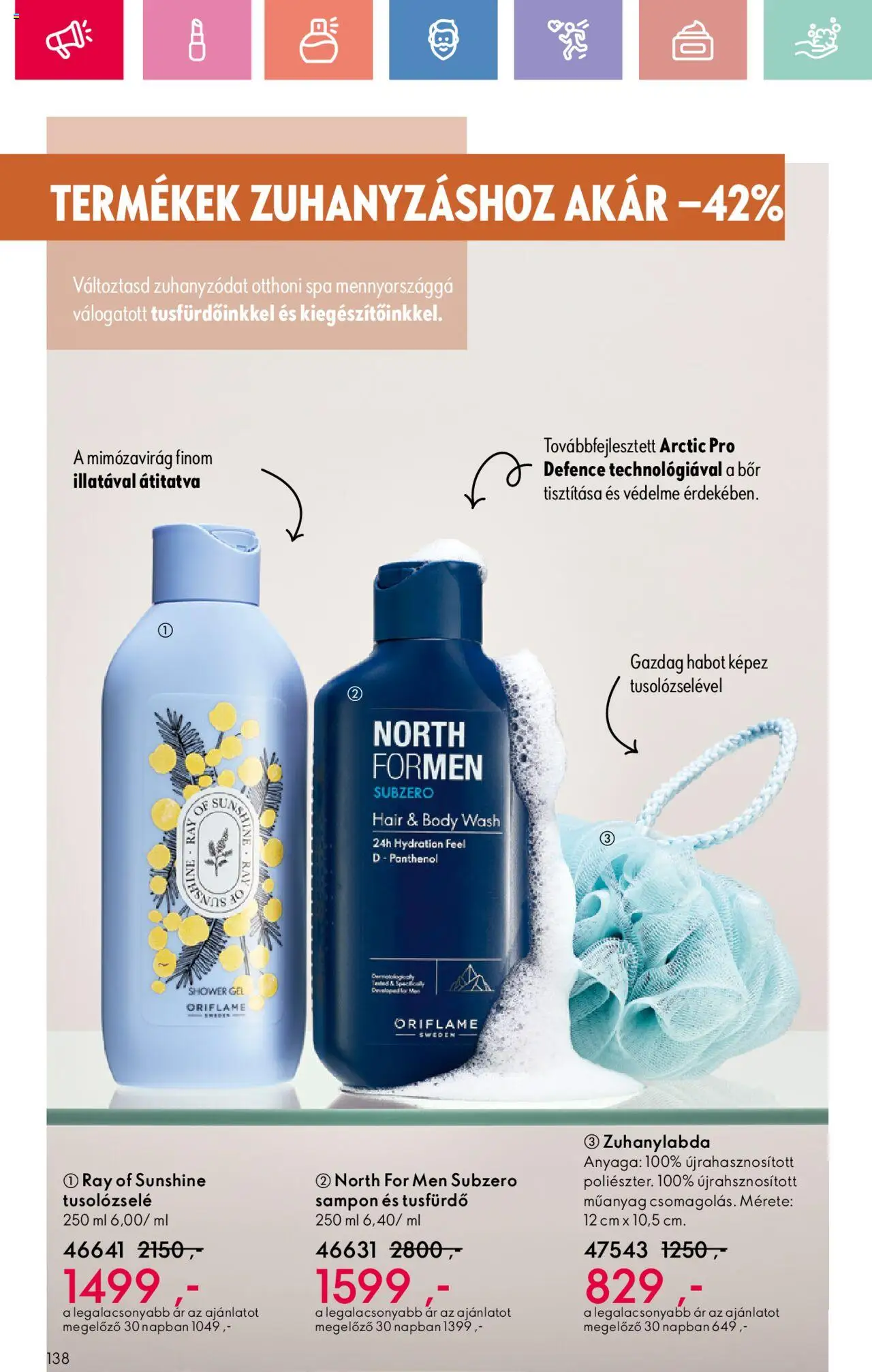 Oriflame akciós ujság - amely érvényes a következő dátumtól: 17.08.2025 | Oldal: 138 | Termékek: Sampon, Bor, Tusfürdő, Puff