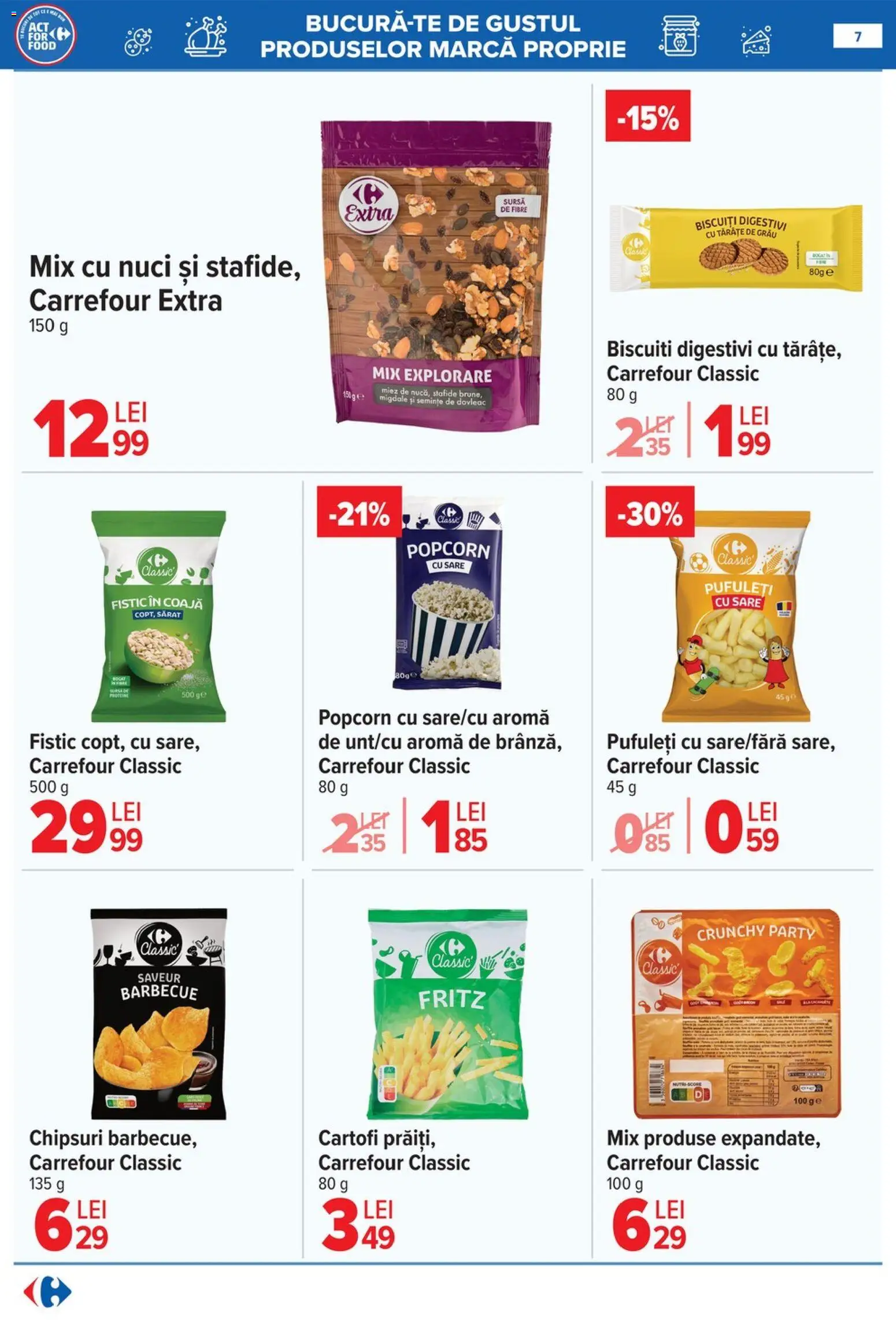 Noul catalog Carrefour – valabil de la 29.04.2026 | Pagină: 7 | Produse: Migdale, Fistic, Biscuiți, Cartofi