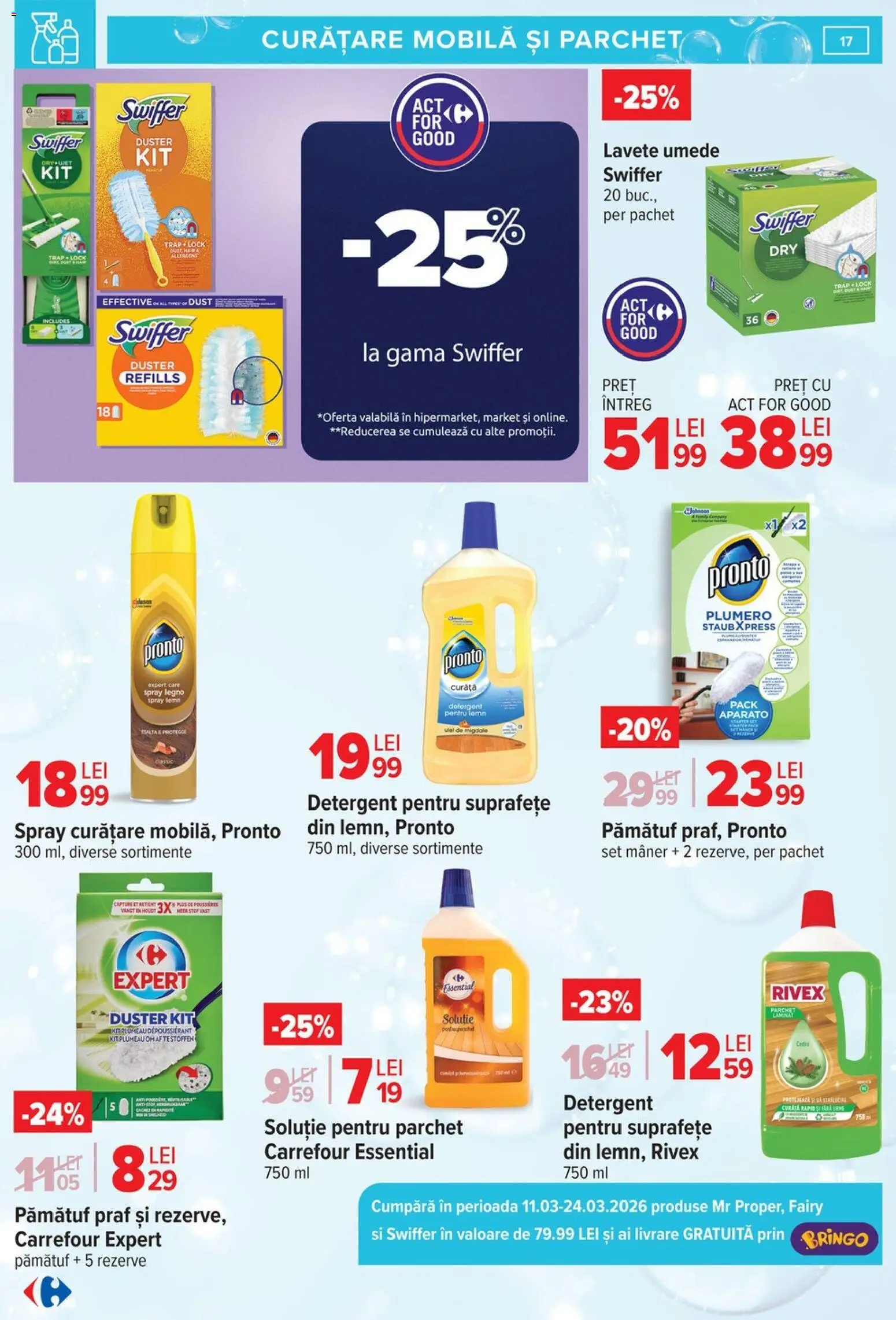Noul catalog Carrefour – valabil de la 09.03.2026 | Pagină: 17 | Produse: Mâner, Parchet, Detergent, Lavete