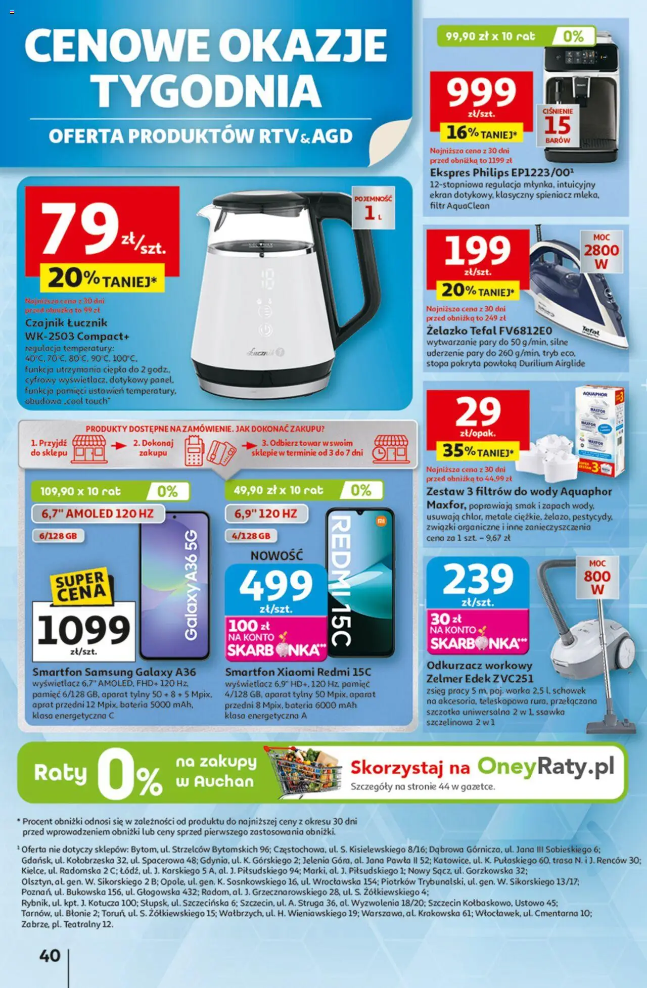 Auchan Gazetka - Odlotowe ceny na start szkoły Hipermarket od 21.08.2025 | Strona: 40 | Produkty: Czajnik, Bateria, Zapach, Tefal