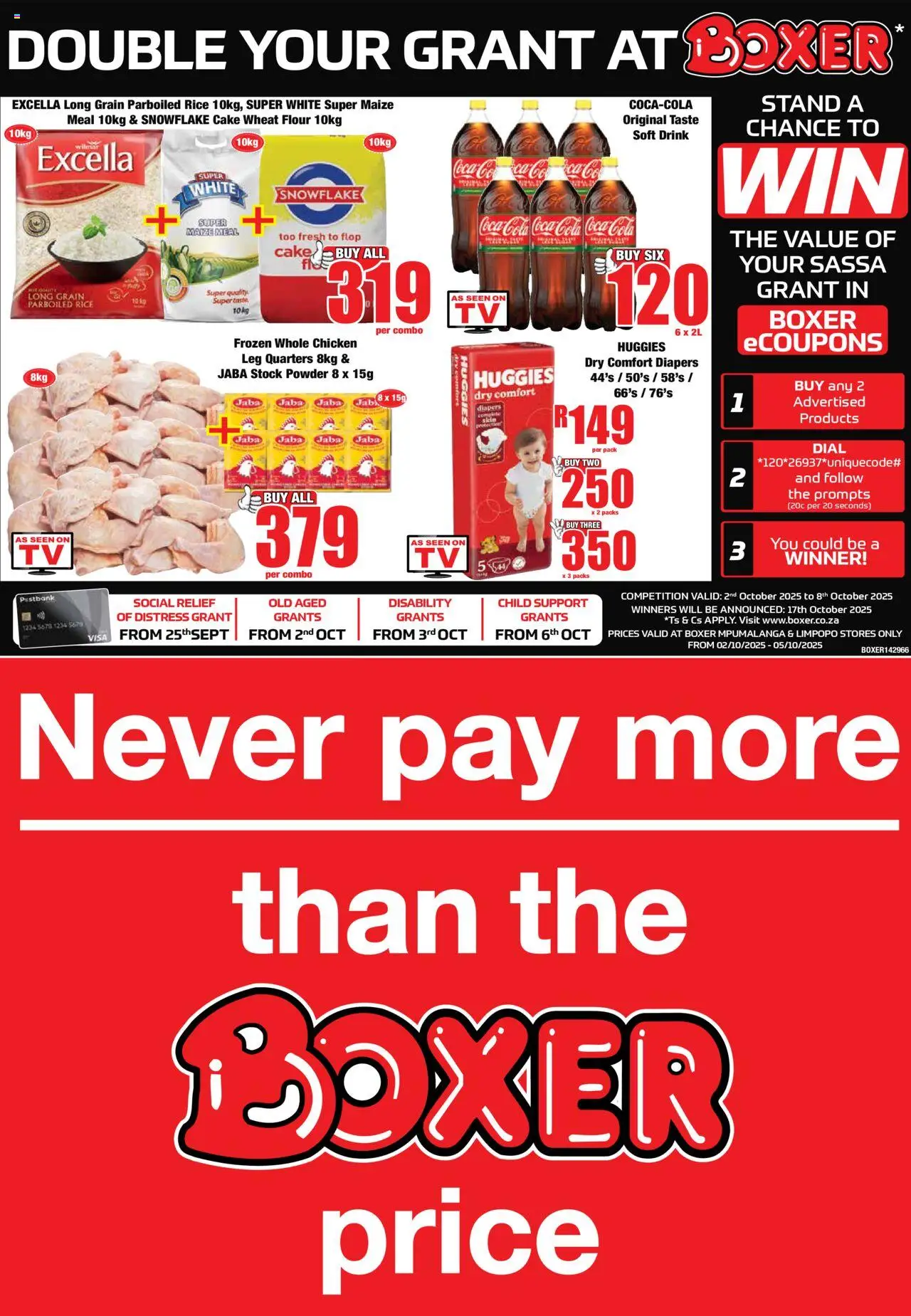 New Boxer catalogue – valid from 02.10.2025 | Page: 1 | Products: Cake, Flour, Chicken, Stock