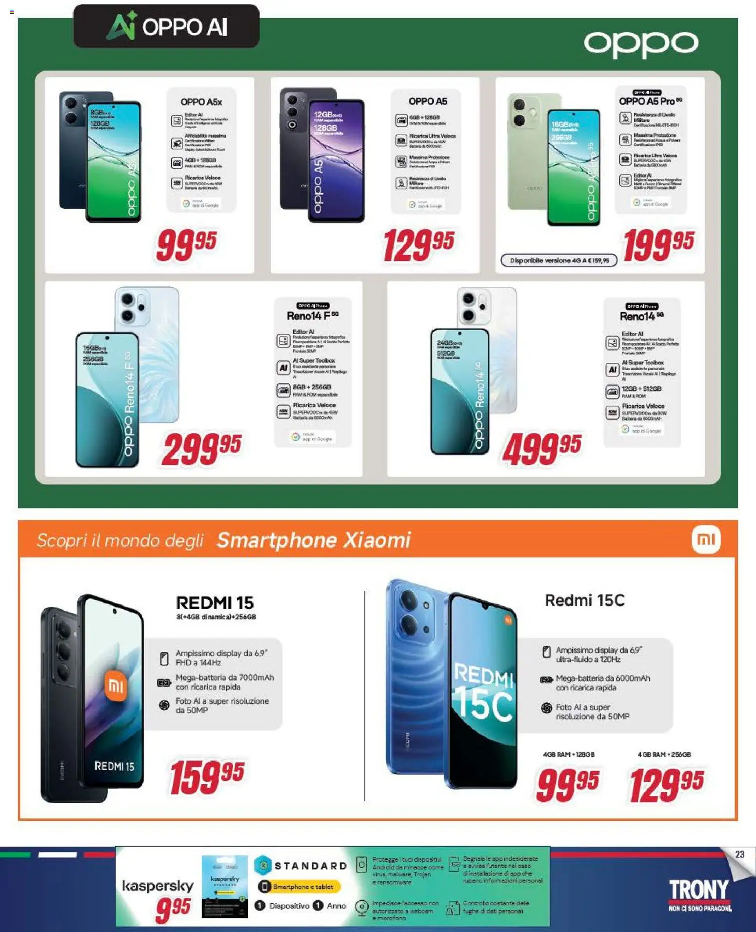 Volantino Trony del 04.12.2025 | Pagina: 23 | Prodotti: Xiaomi, Smartphone, Tablet
