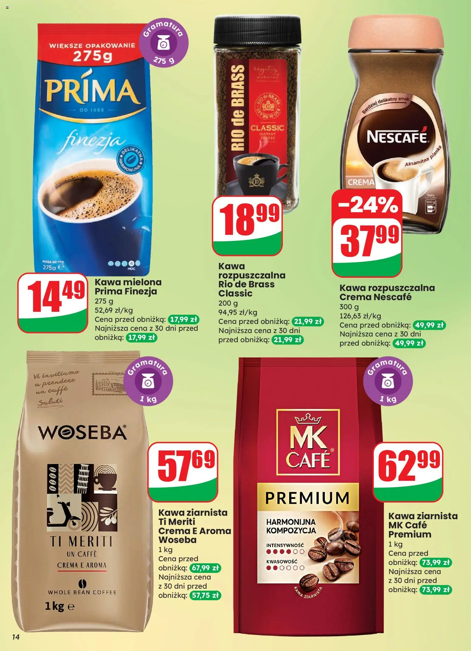 Dino Gazetka od 12.11.2025 | Strona: 14 | Produkty: Nescafe, Kawa ziarnista, Kawa rozpuszczalna, Kawa