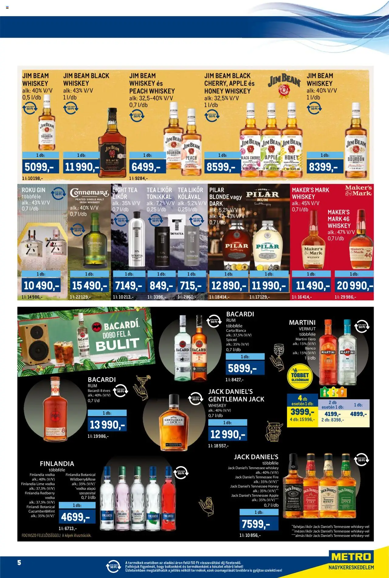 Metro akciós ujság - amely érvényes a következő dátumtól: 15.08.2025 | Oldal: 5 | Termékek: Lime, Martini fiero, Gin, Whisky