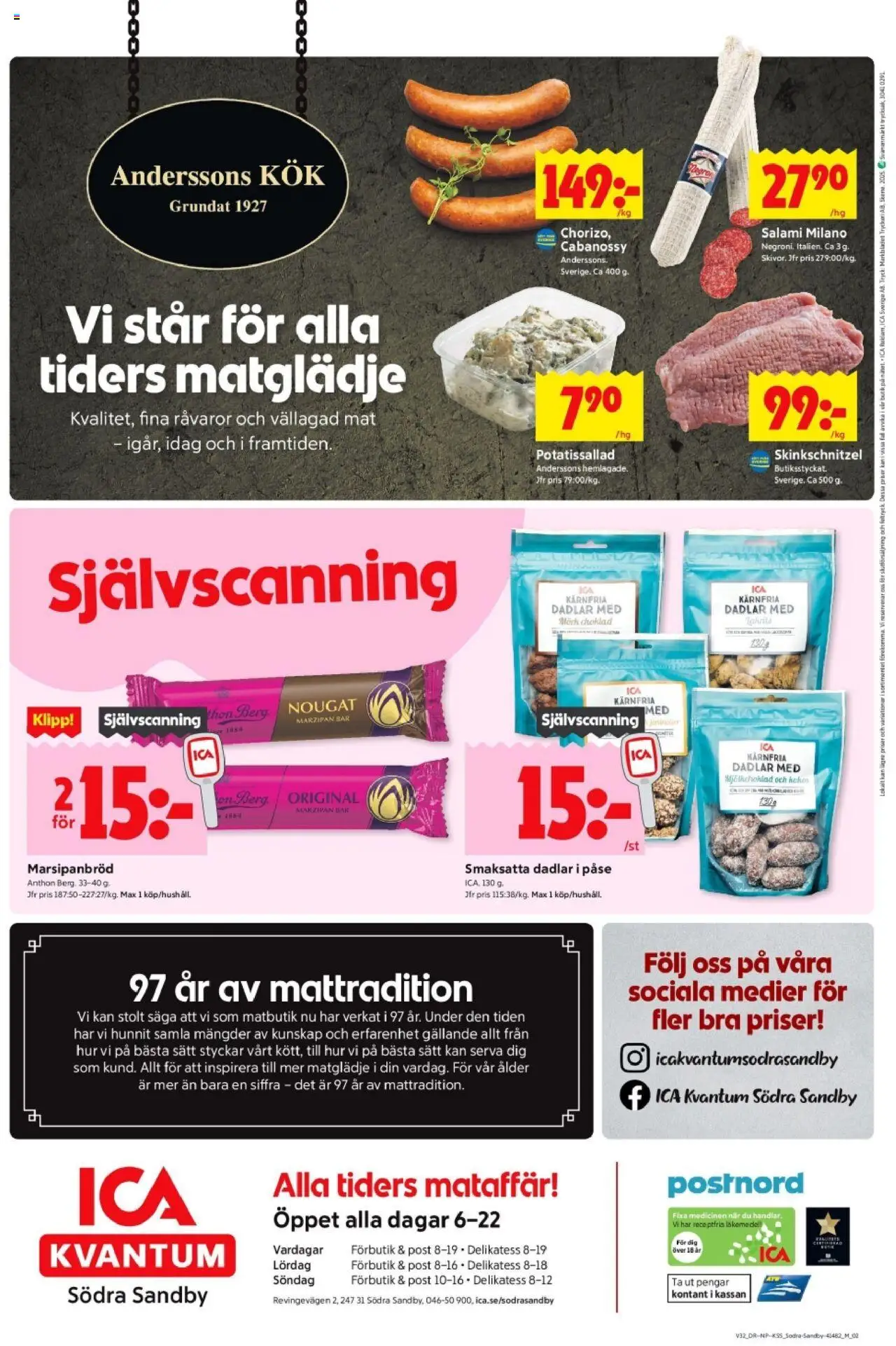 ICA Kvantum reklamblad aktuell från 04.08.2025 | Sida: 8 | Produkter: Potatissallad, Choklad, Salami