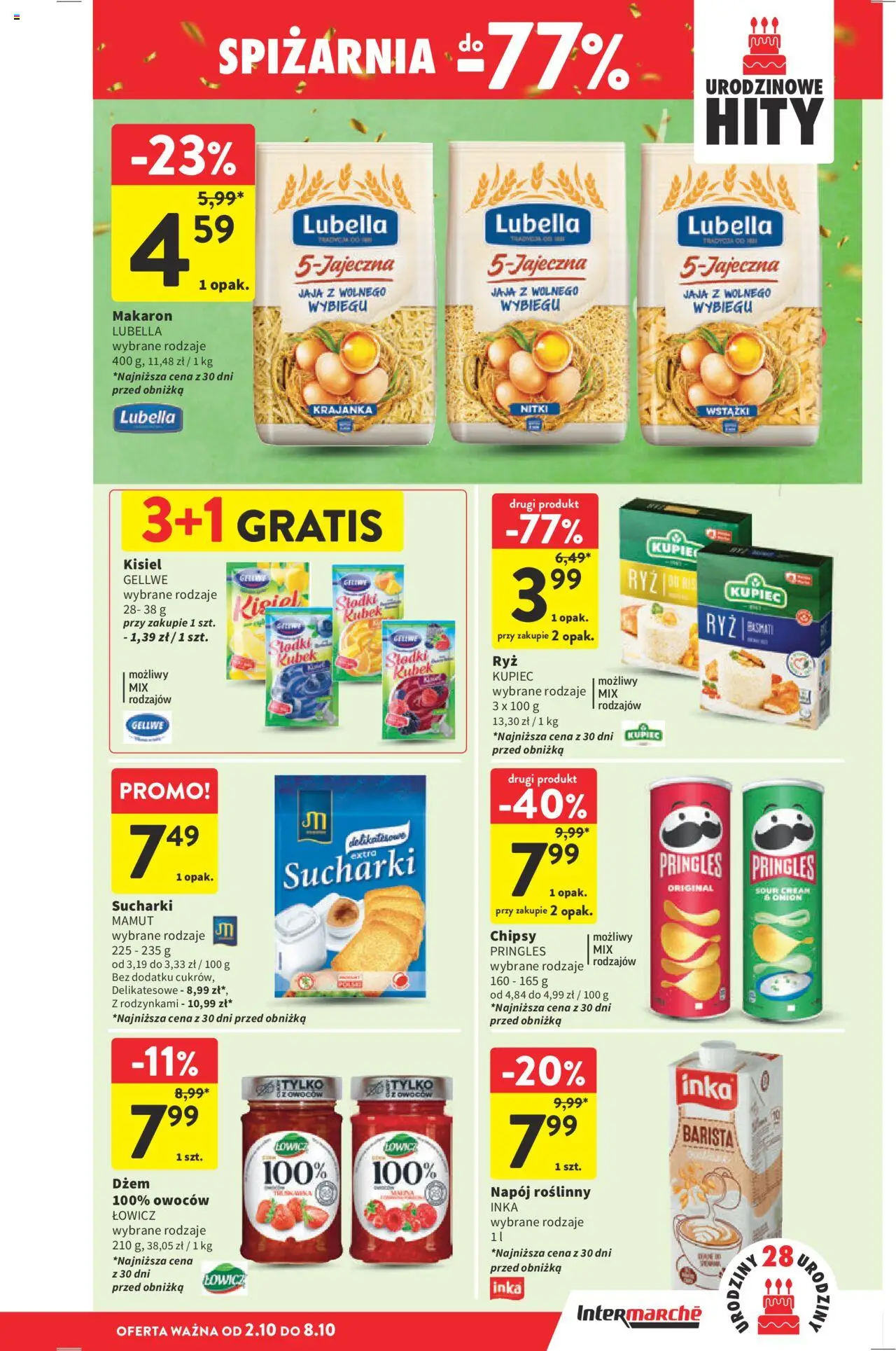 Intermarche Gazetka od 02.10.2025 | Strona: 33 | Produkty: Dżem, Pringles, Ryż, Makaron