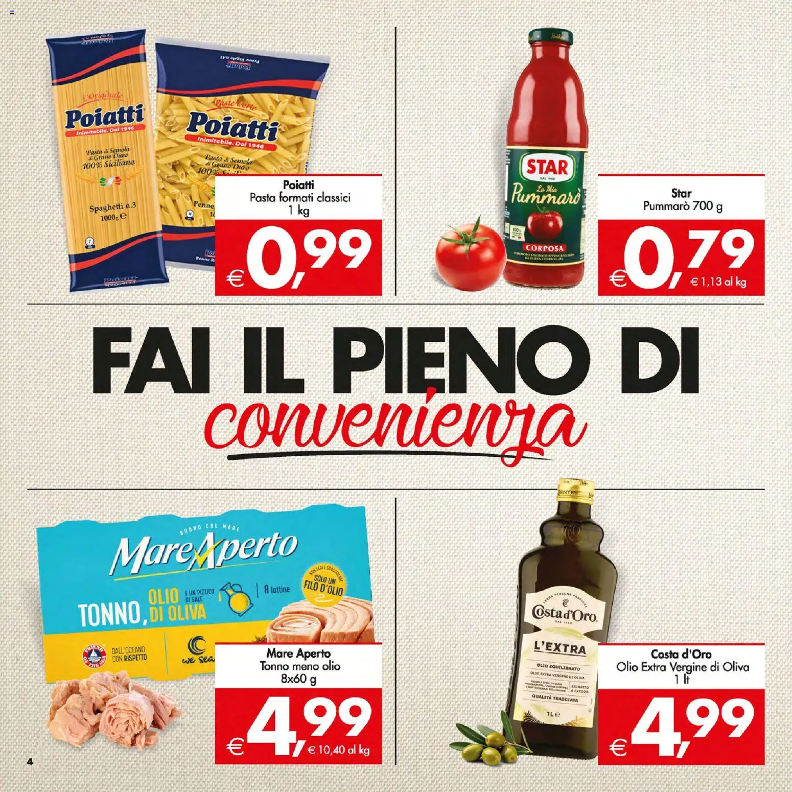Volantino Decò del 05.01.2026 | Pagina: 4 | Prodotti: Sale, Olio, Tonno, Penne