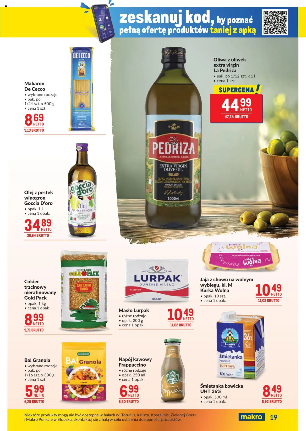 Makro Gazetka od 19.08.2025 | Strona: 19 | Produkty: Masło lurpak, Masło, Makaron, Jaja