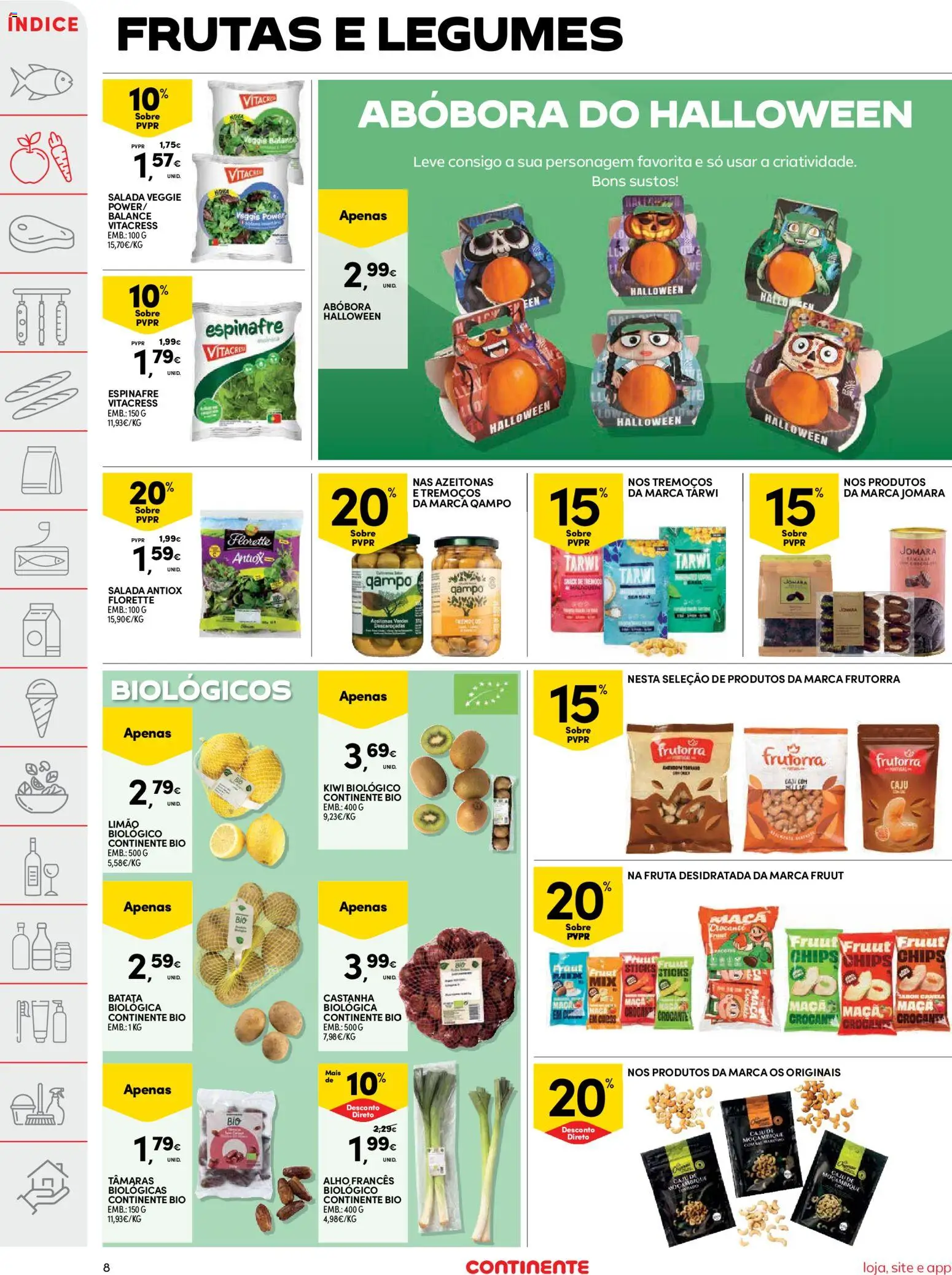 Continente folheto │ válido de 28.10.2025 | Página: 8 | Produtos: Batata, Canela, Abóbora, Tremoços