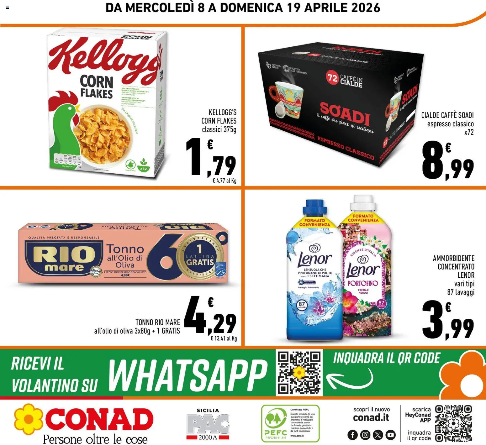 Volantino Conad del 08.04.2026 | Pagina: 24 | Prodotti: Ammorbidente, The, Caffè in cialde, Lenzuola