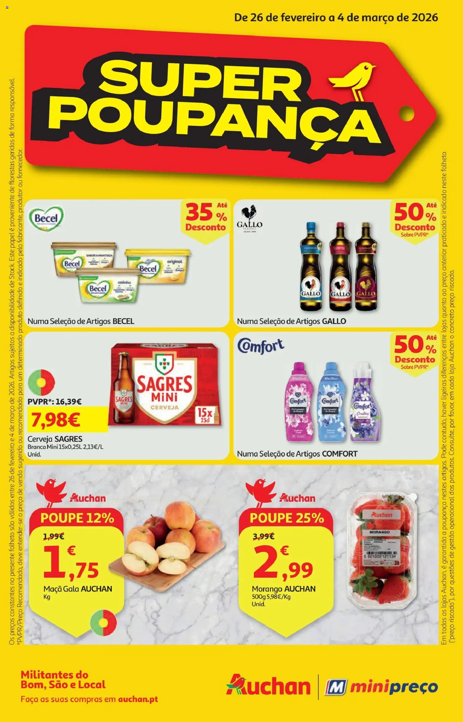 Minipreço folheto │ válido de 26.02.2026 | Página: 1 | Produtos: Faca, Manteiga, Maça, Cerveja