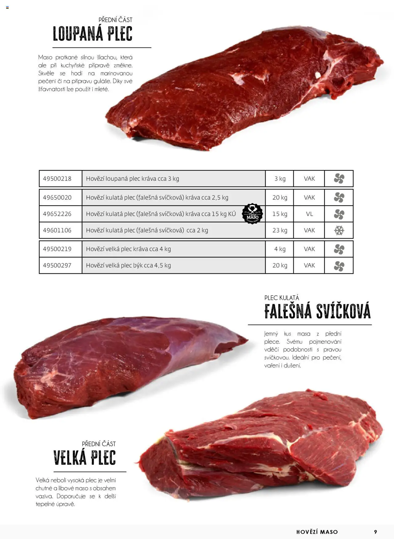 Jip katalalog - Maso 2025 od 01.01.2025 | Strana: 9 | Produkty: Hovězí, Hovězí maso, Maso