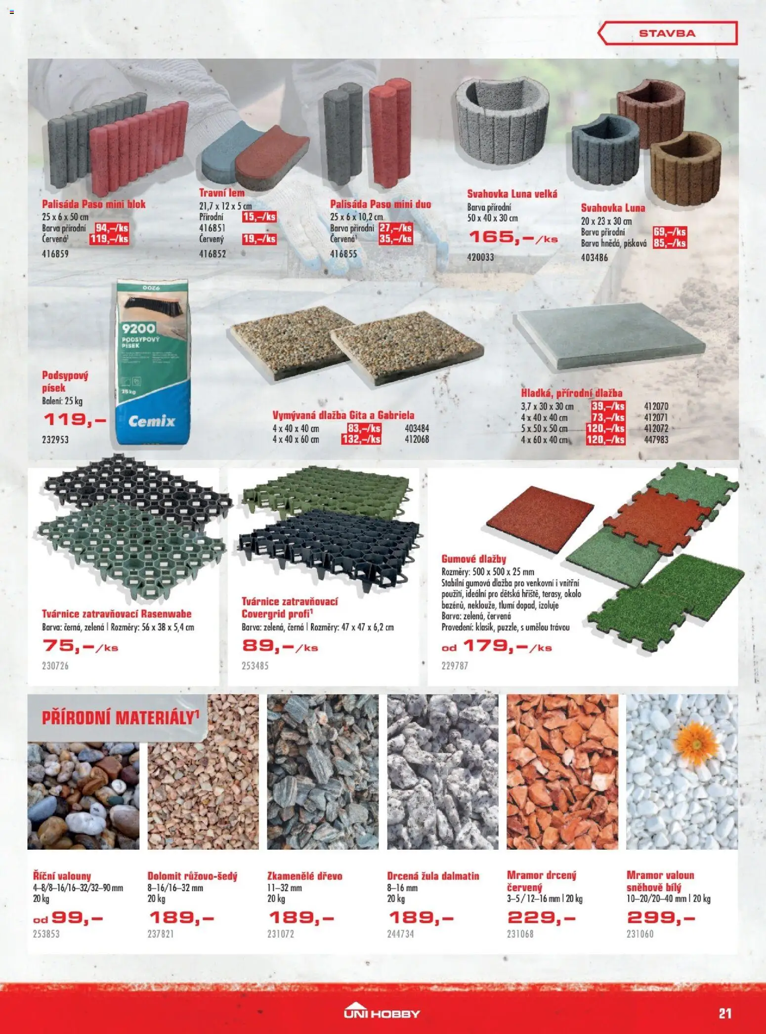 Uni Hobby leták od 05.03.2026 | Strana: 21 | Produkty: Dlažba, Písek, Blok