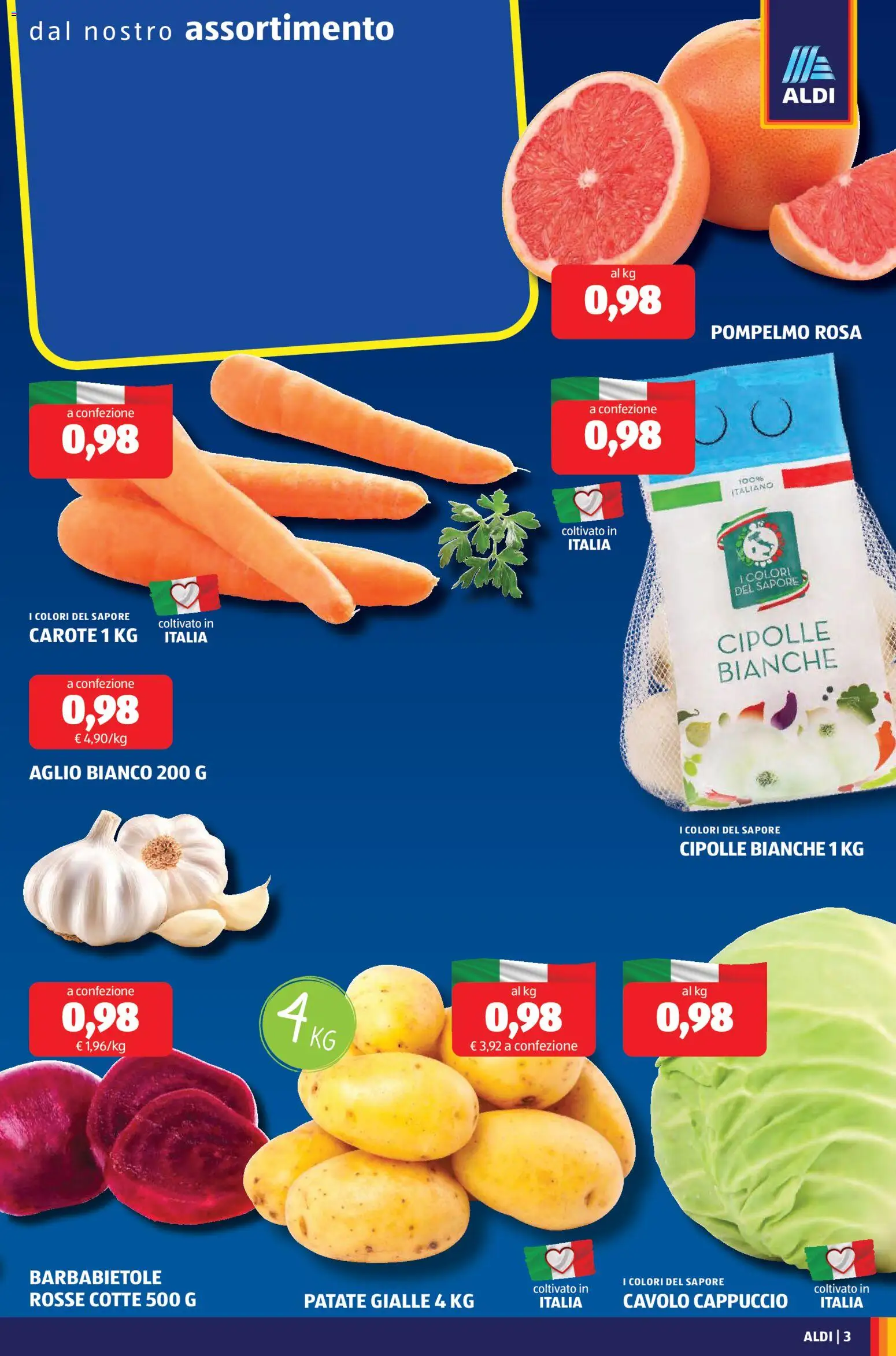 Volantino Aldi del 17.11.2025 | Pagina: 5 | Prodotti: Patate, Cipolle, Carote, Cappuccio