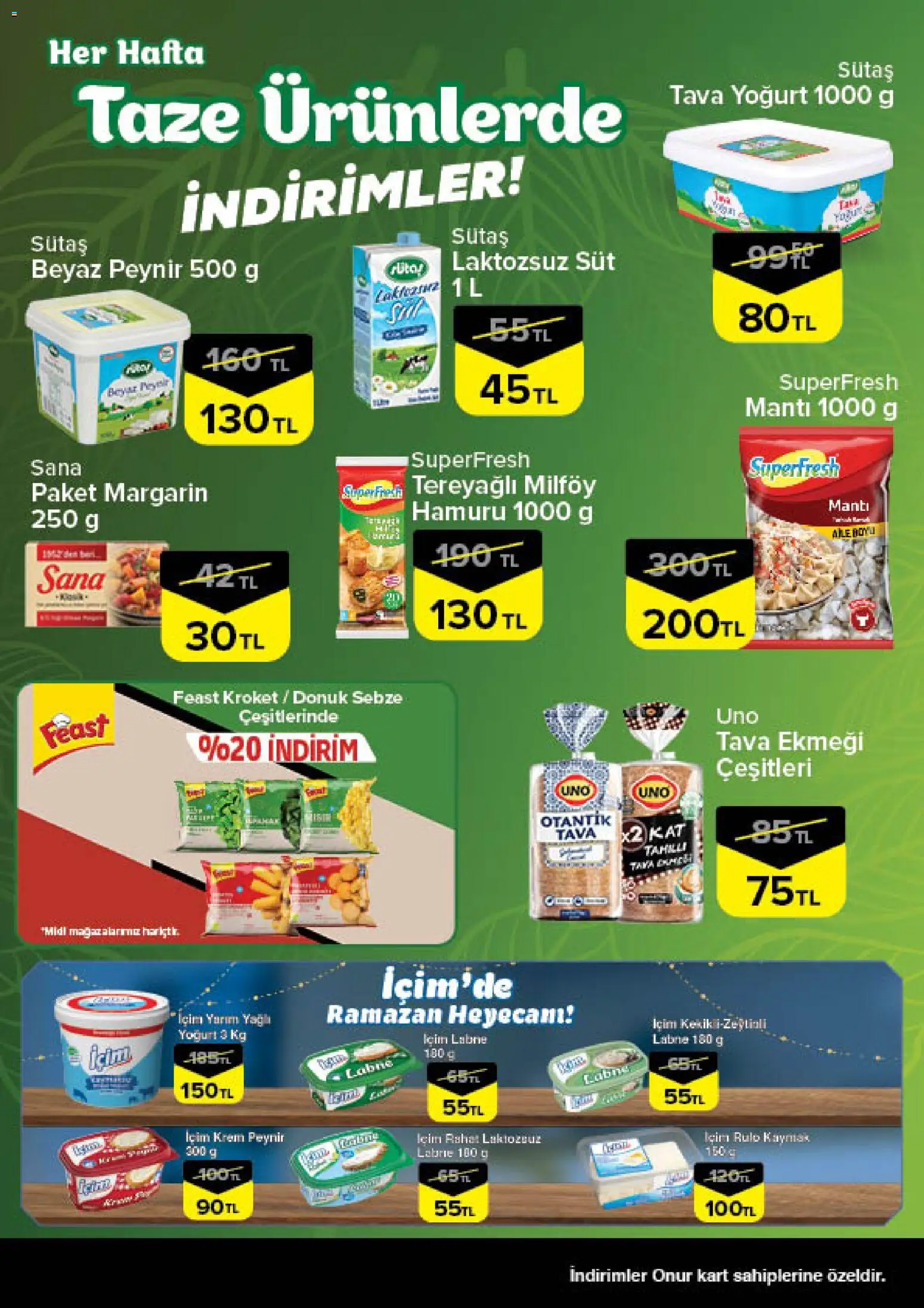 Onur Market Taze Ürünlerde İndirimler - Trakya - 26.02.2026 tarihinden itibaren geçerlidir | Sayfa: 3 | Ürünler: Süt, Peynir, Yoğurt, Kekik