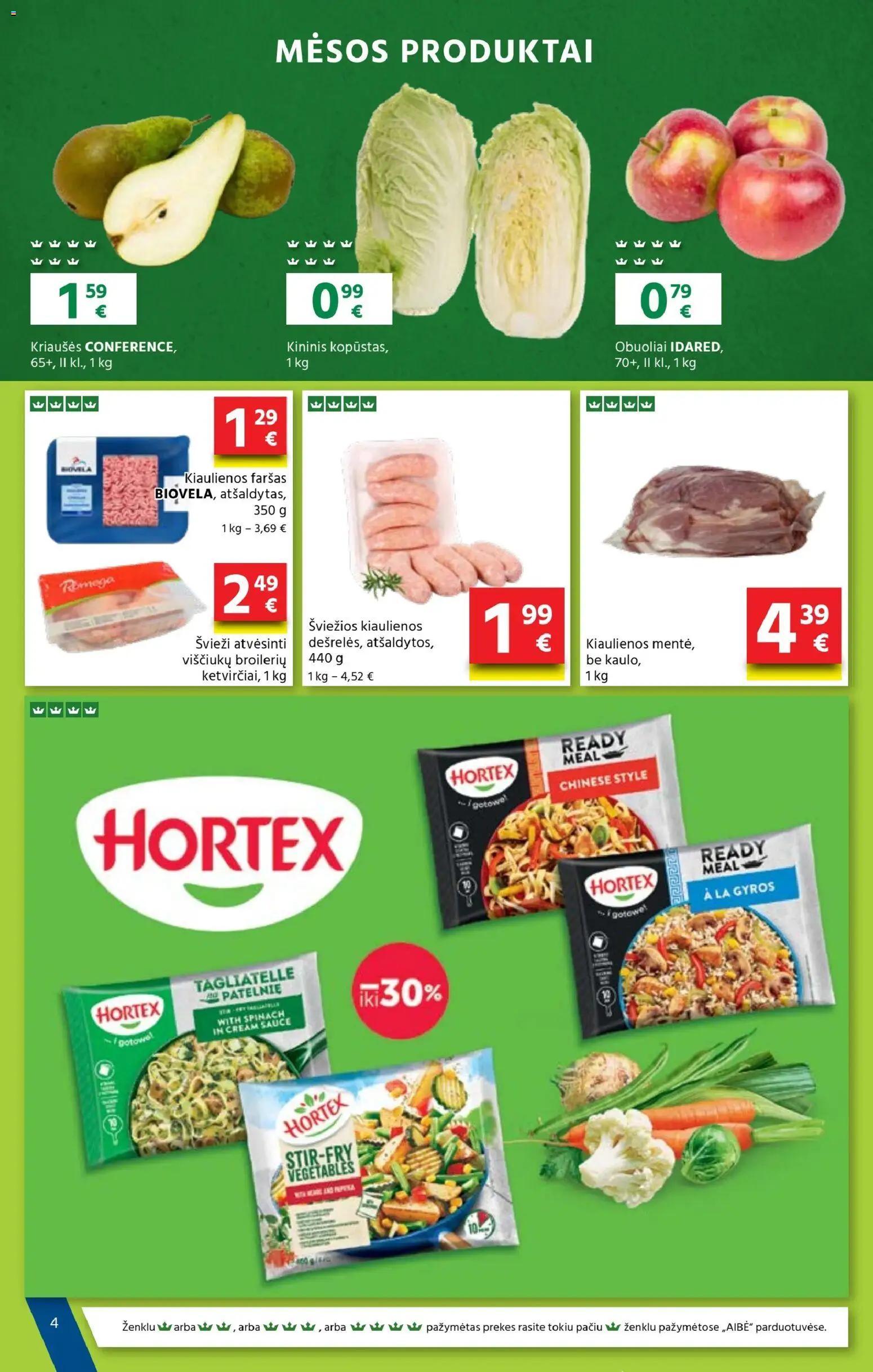 AIBE akcijos nuo 08.01.2026 | Puslapis: 4 | Prekių: Kiaulienos, Obuoliai